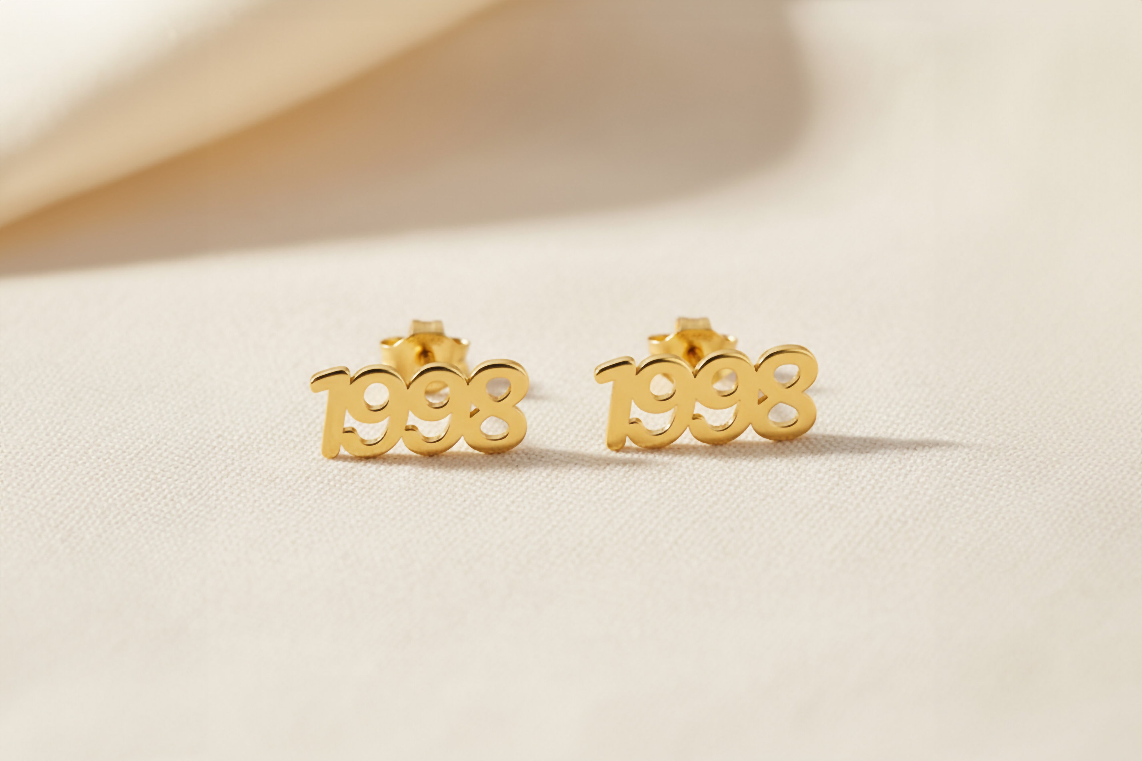 14k Gold Birth Year Earrings