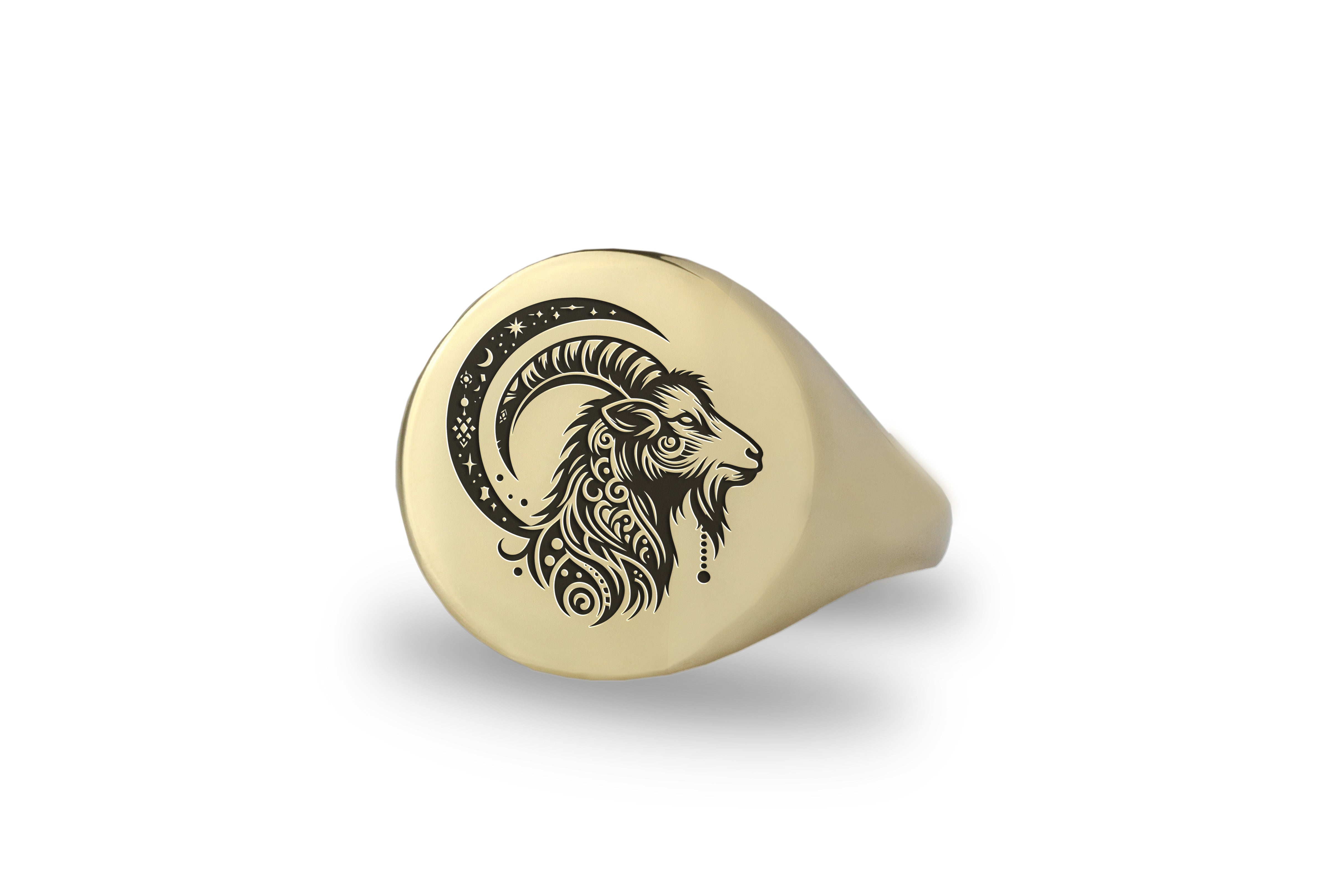 Tribal Goat Engraving Ring
