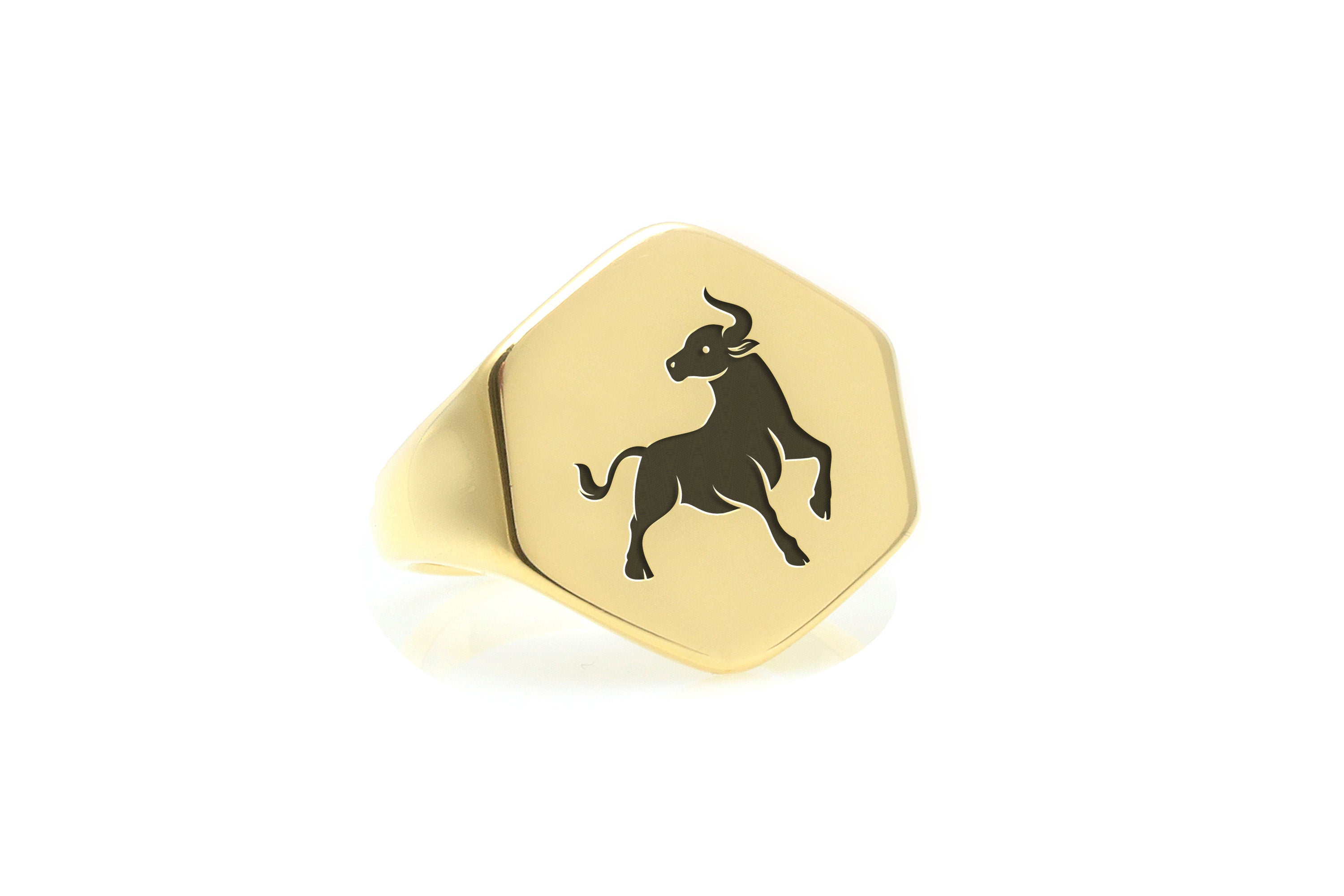 14k Gold Taurus Signet Ring