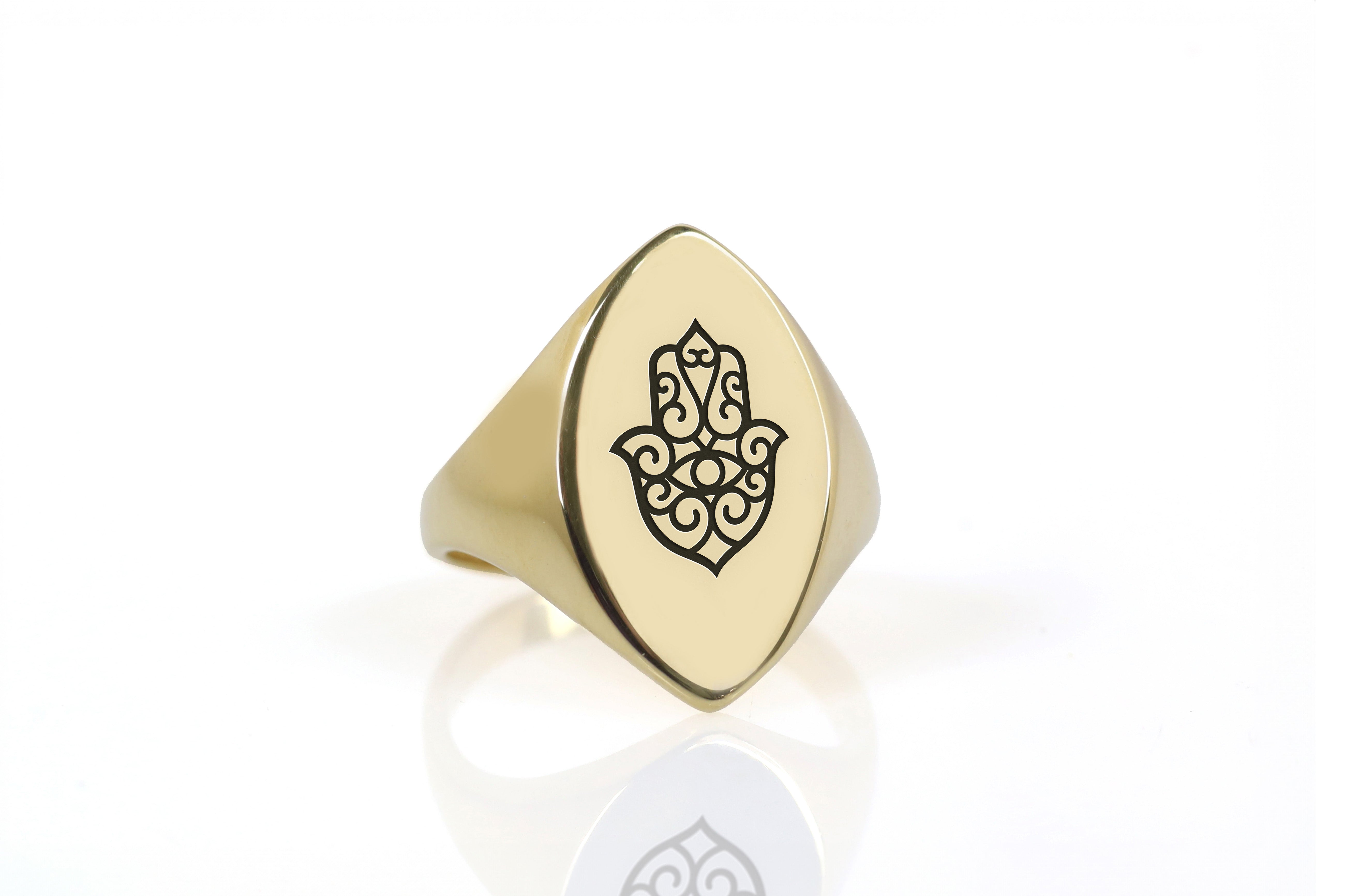 14k Gold Hamsa Signet Ring