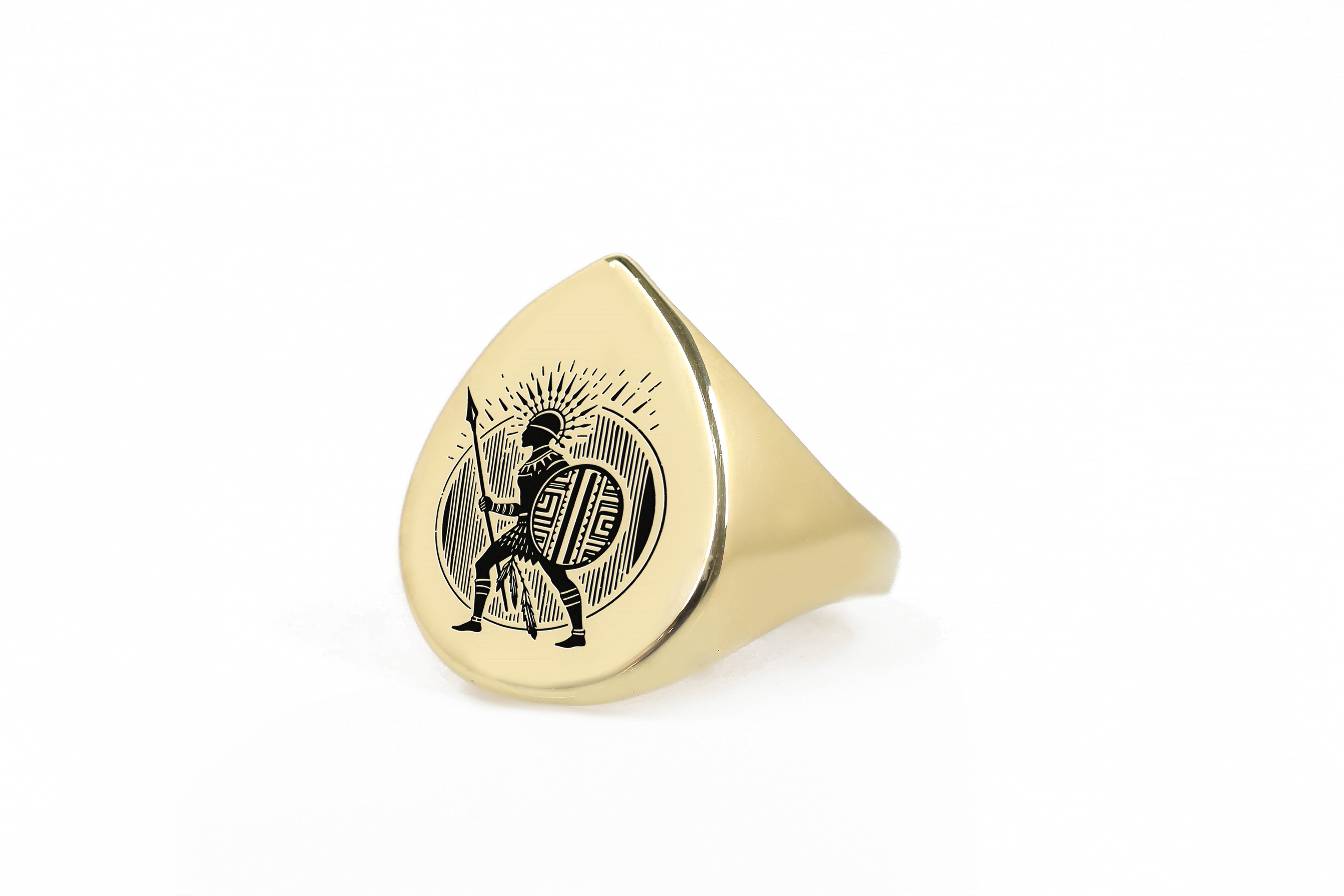 African Tribe Gold Signet Ring