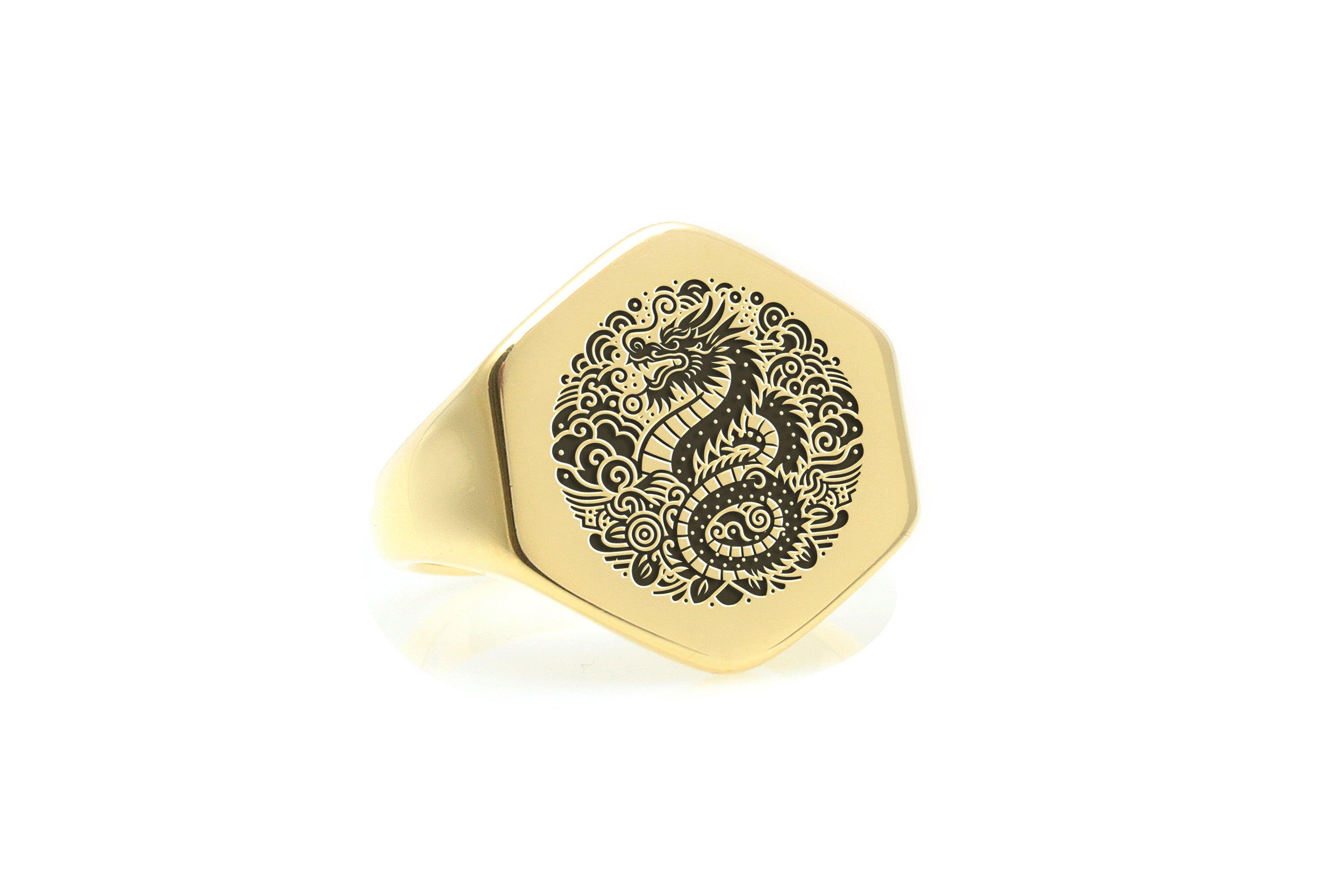 24k Gold Japanese Dragon Ring
