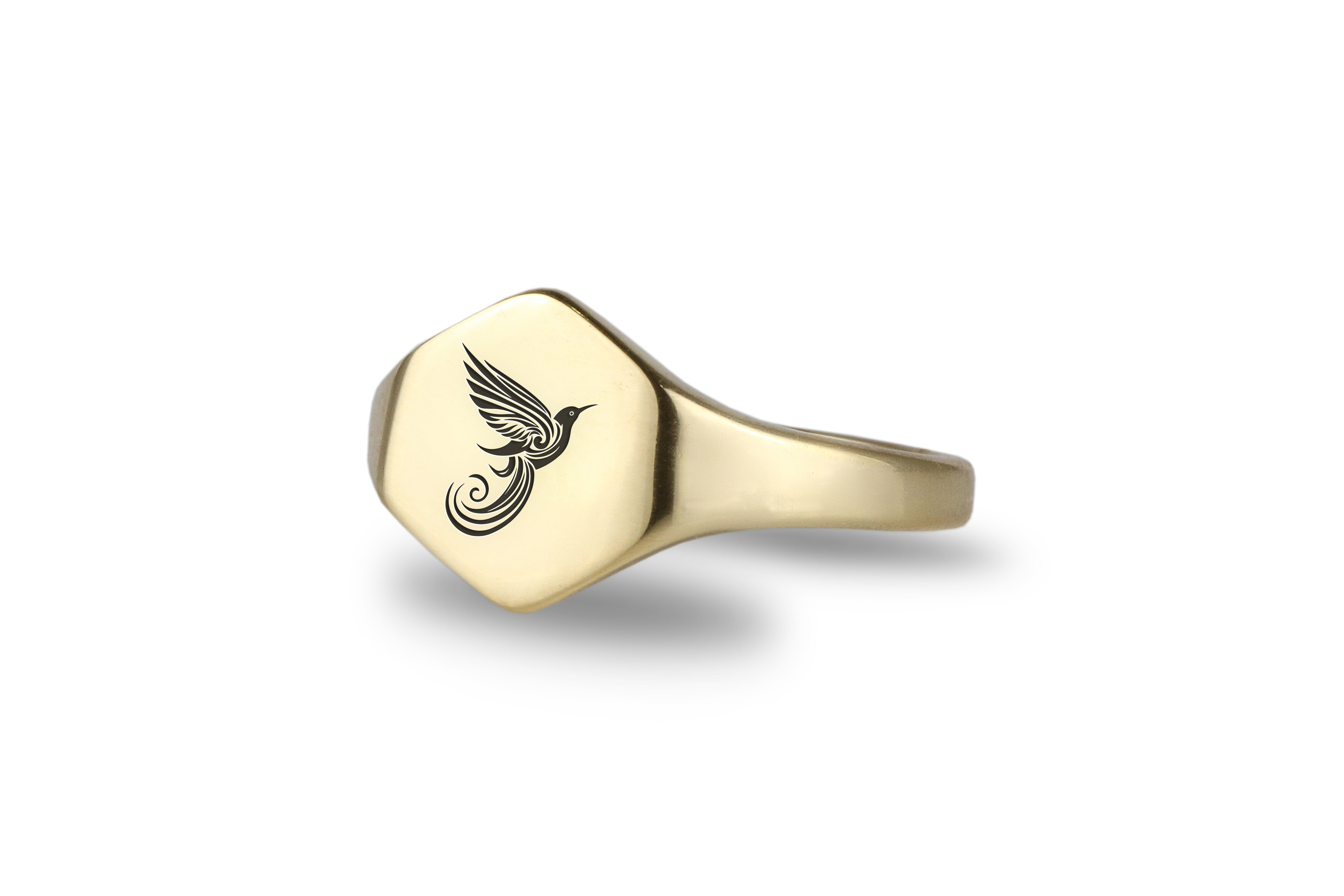 Engraved Bird Ring