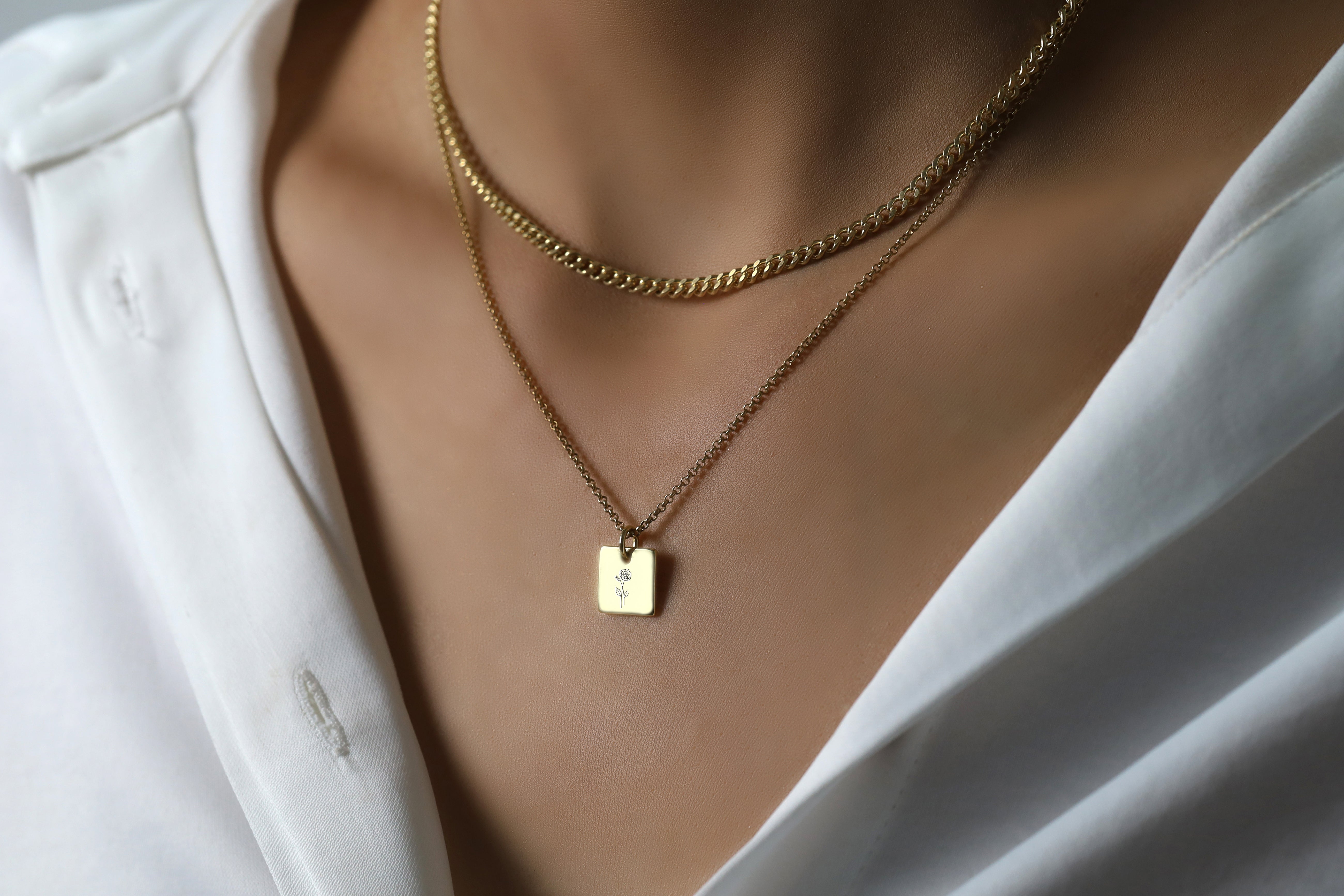 June Birth Month Engraved Necklace