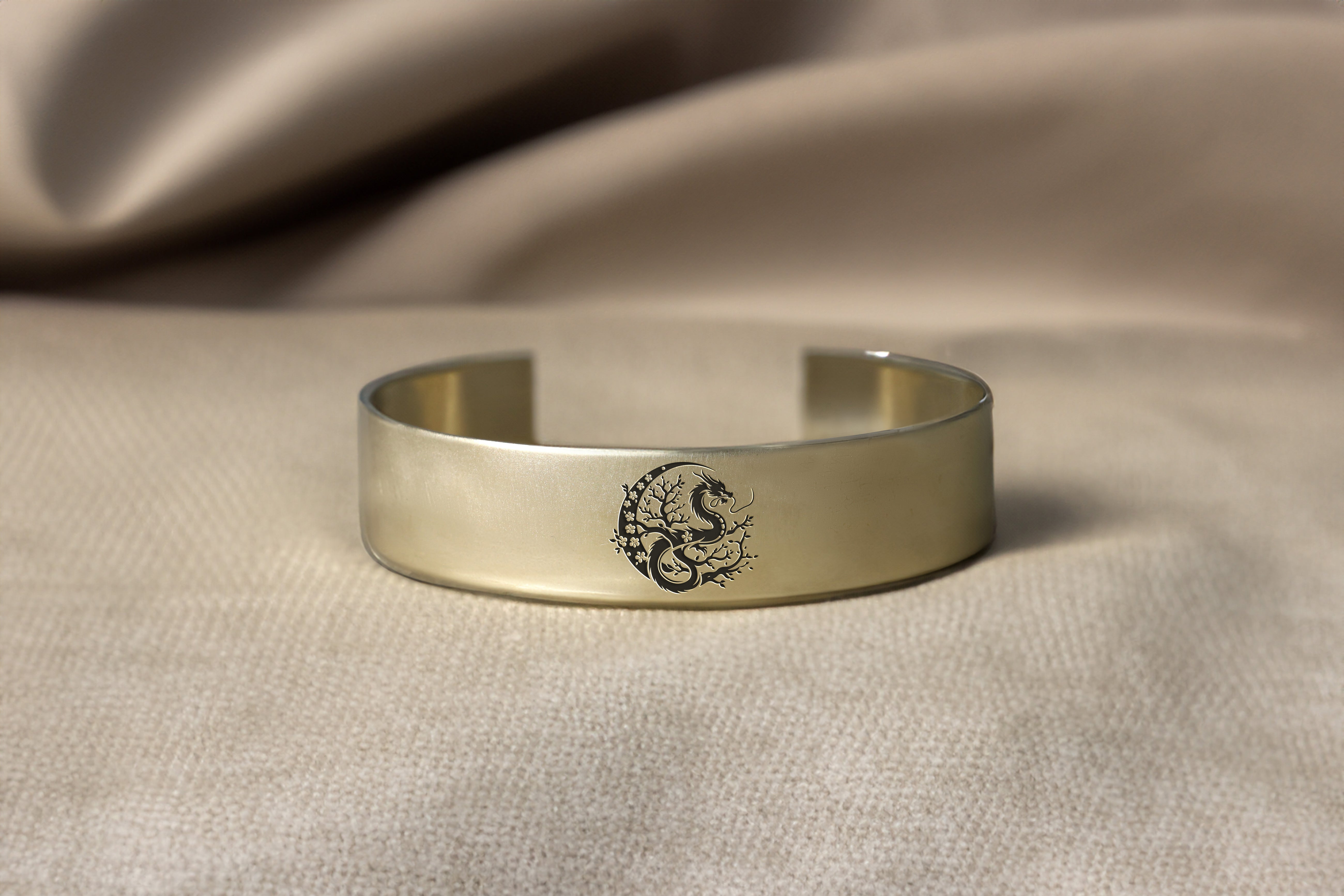 Engraved Blossom Tree Dragon Bracelet