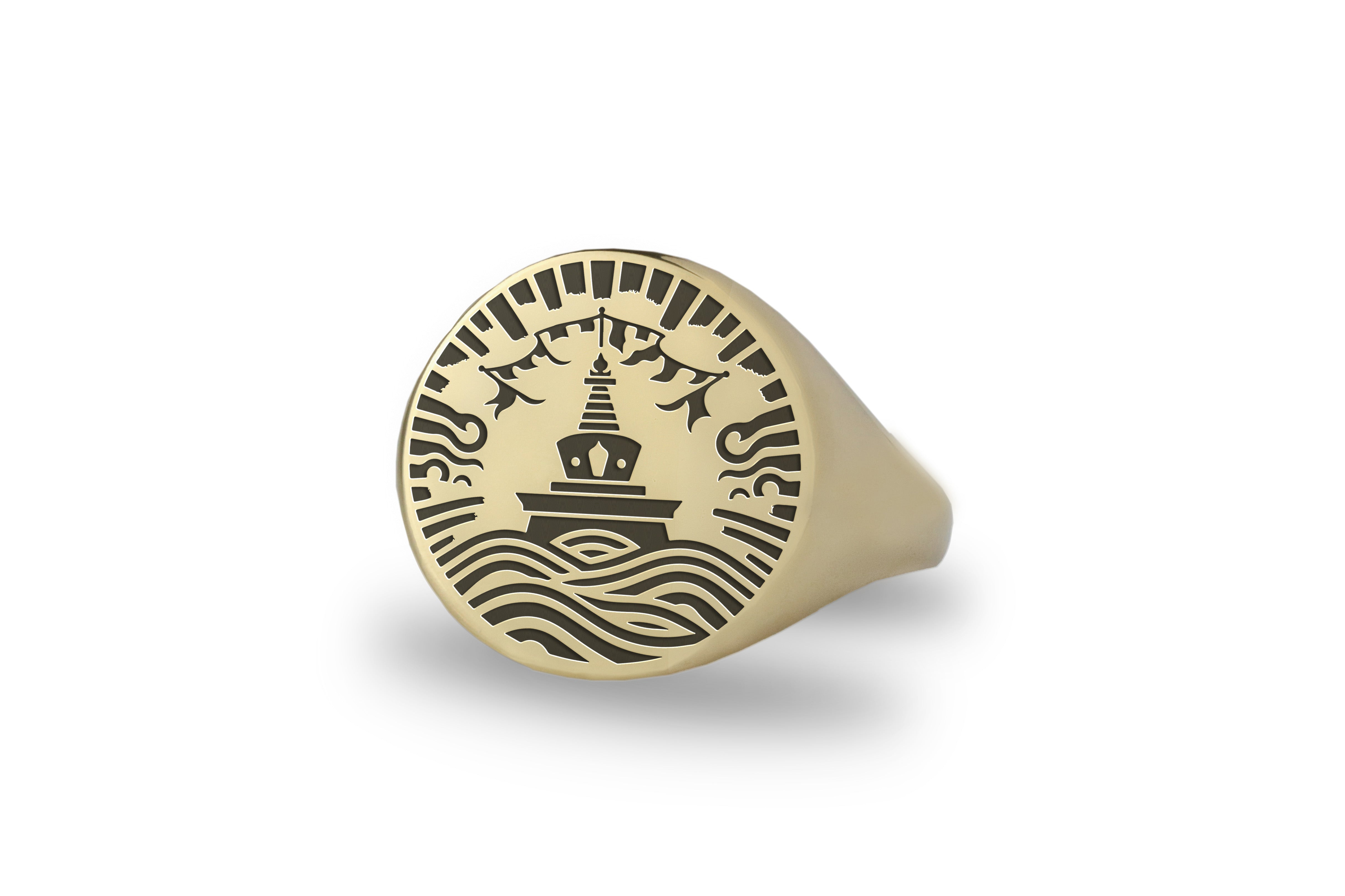 14k Gold Tibetan Signet Ring