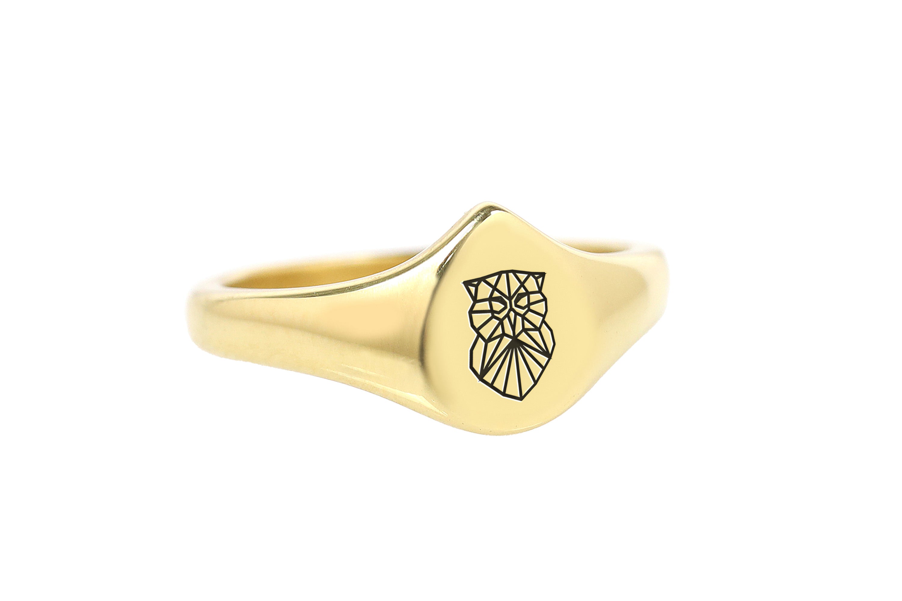 Geometric Owl Signet Ring