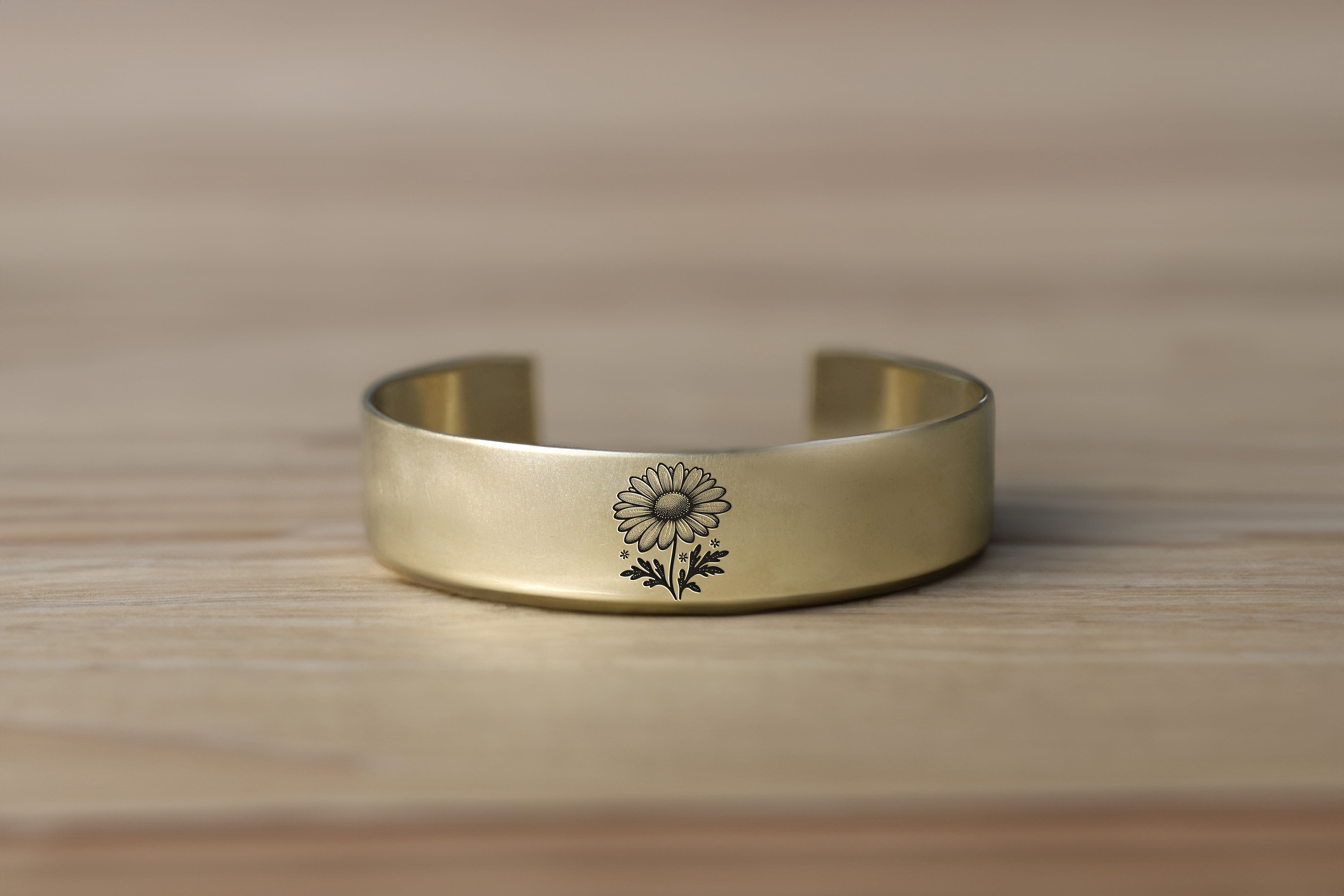 Engraved Sunflower Gold Bracelet