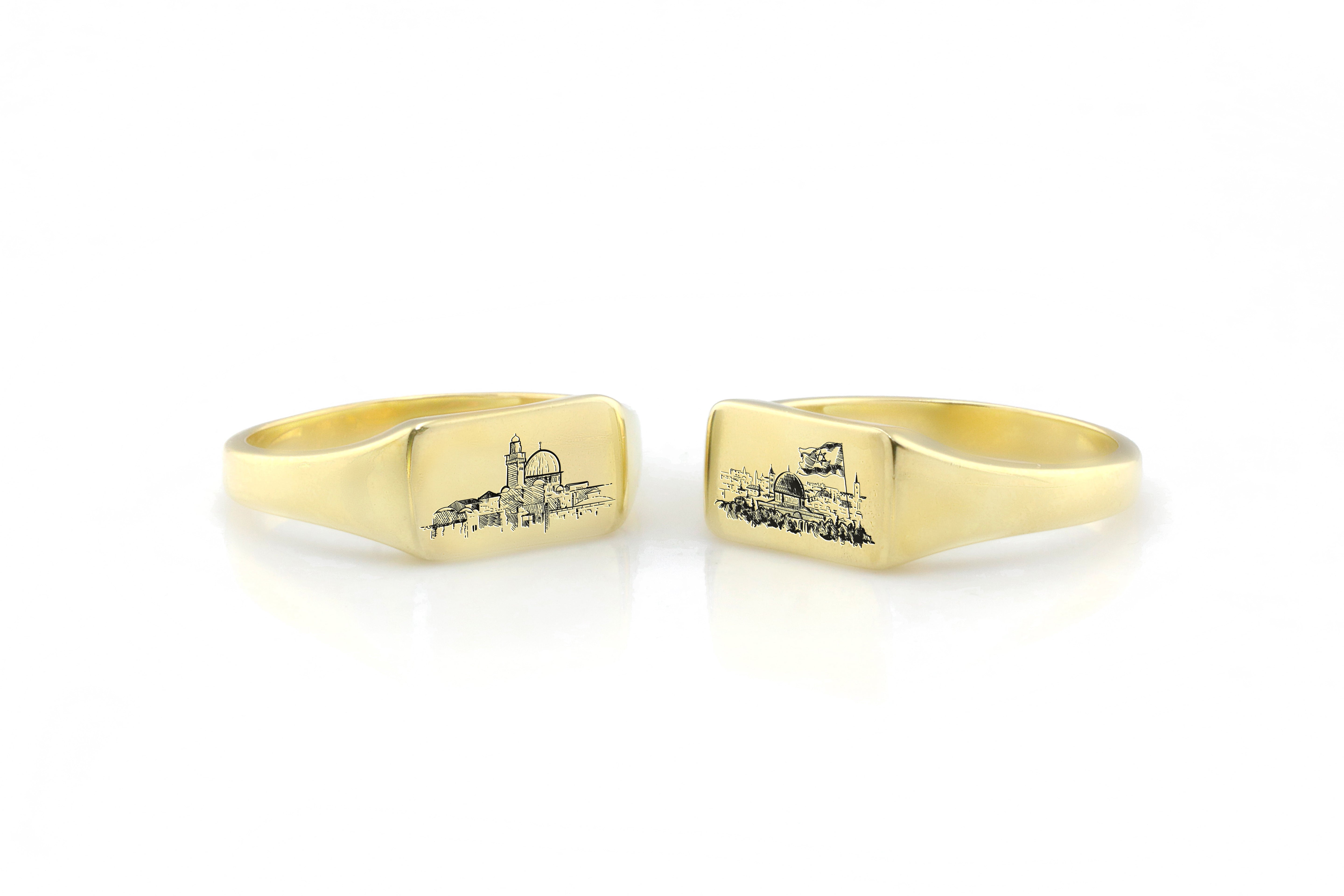 Jerusalem Gold Signet Ring
