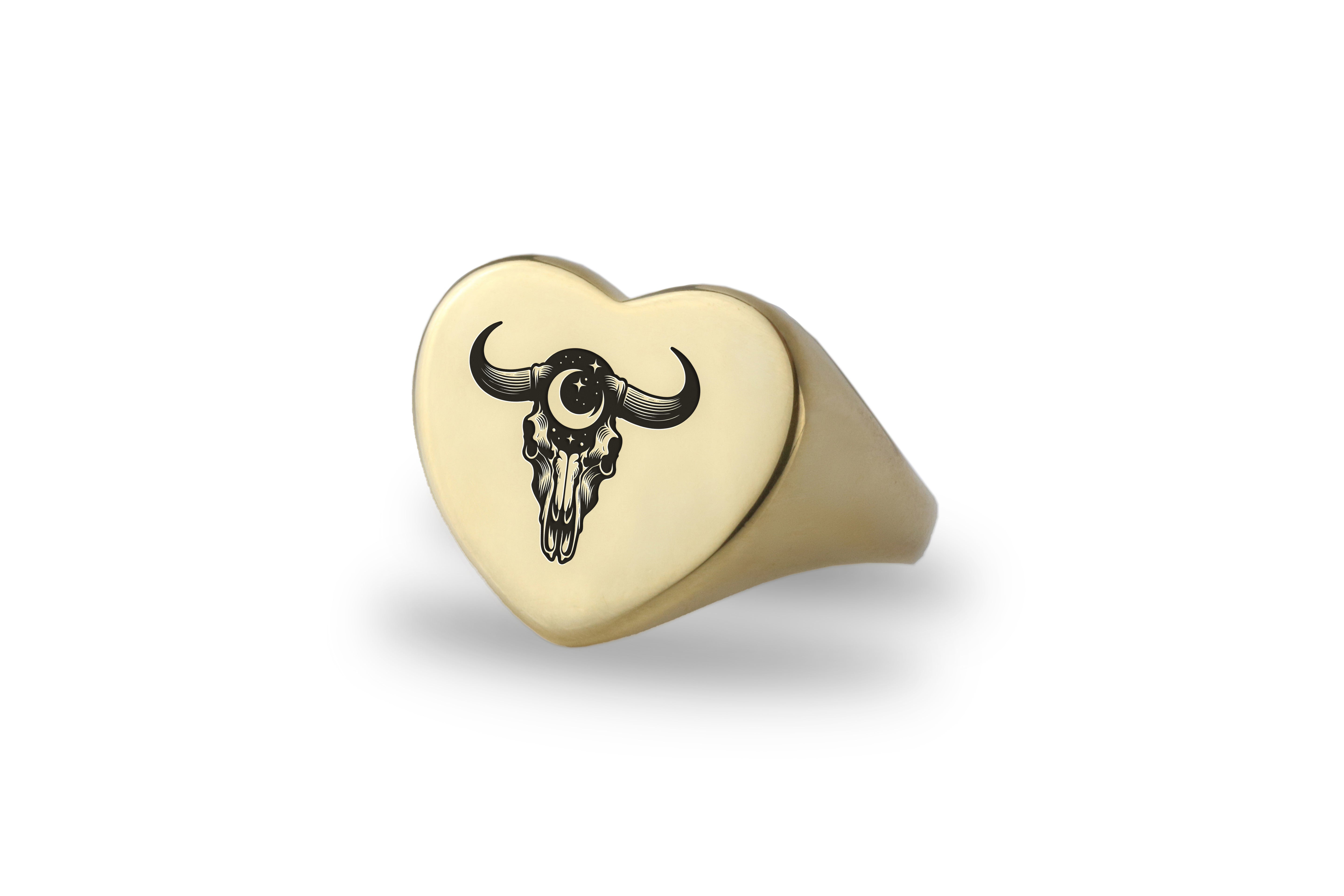 Indian Cow Skull Signet Ring