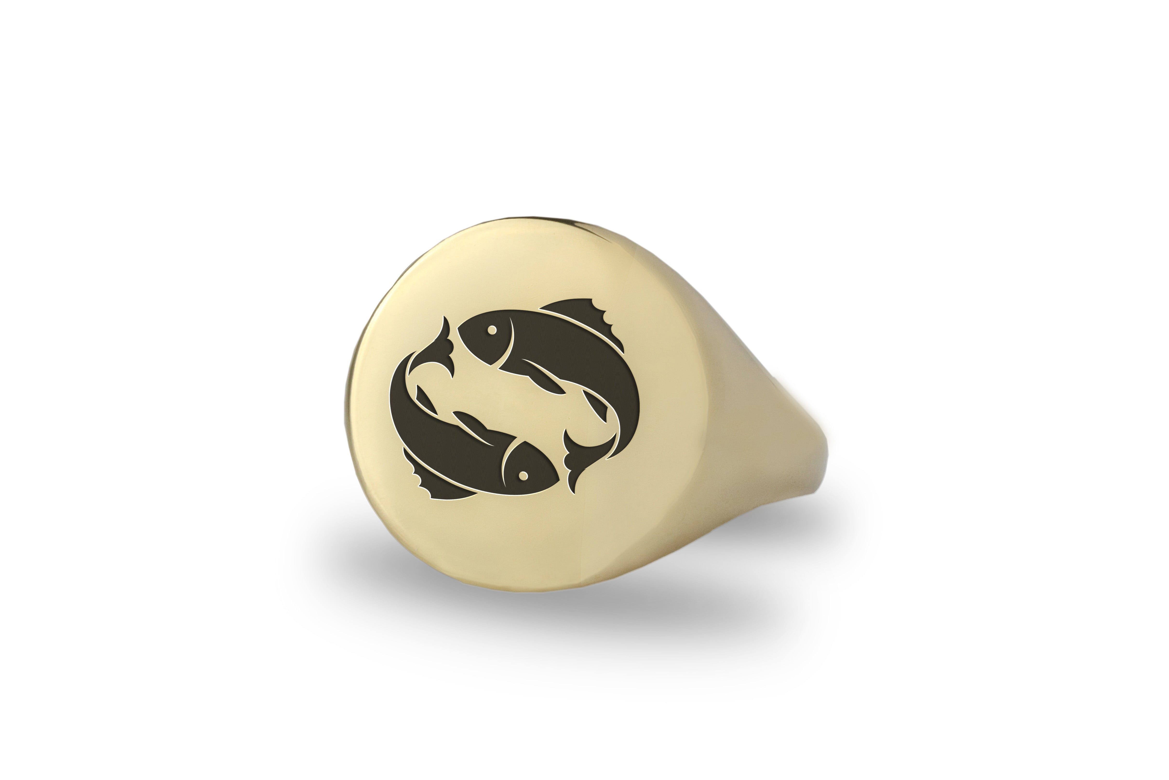 14k Gold Pisces Signet Ring