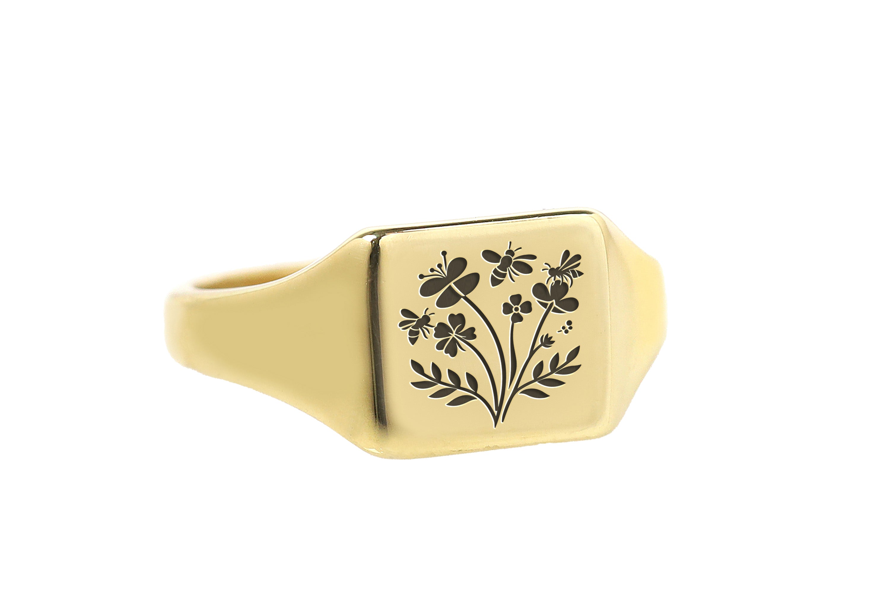 24k Gold Bee Signet Ring