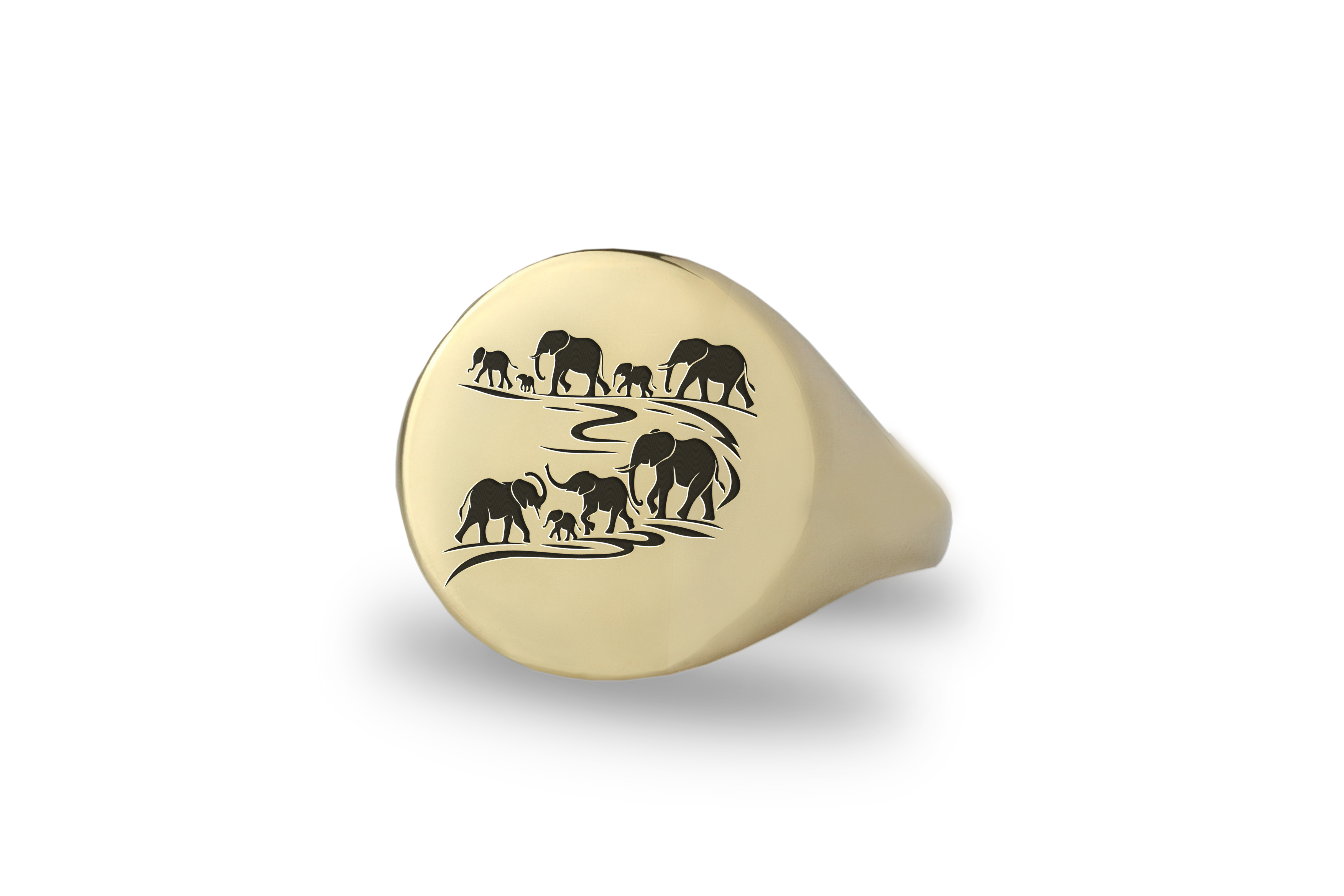 Engraved Elephant Signet Ring