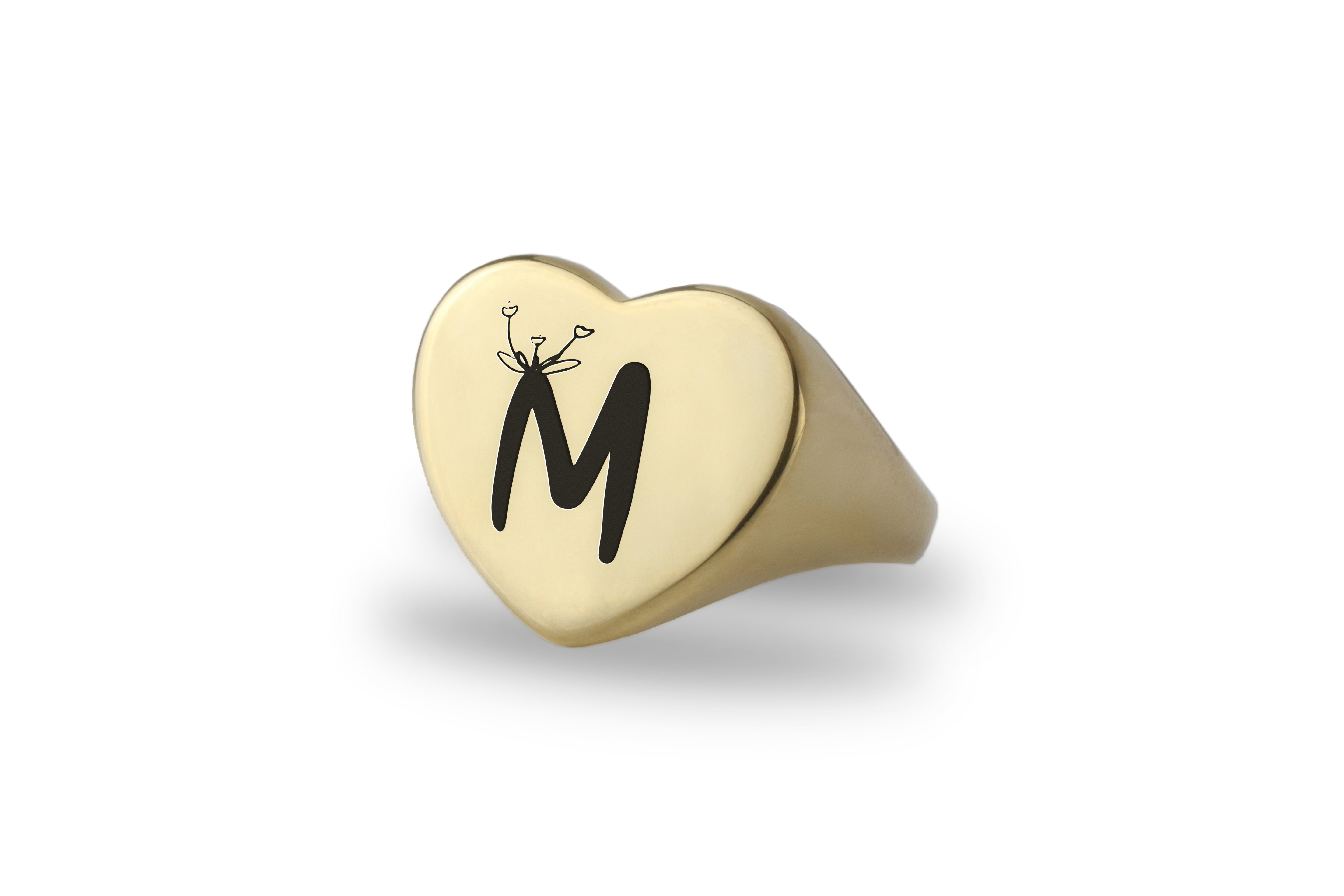 14k Gold Letter Signet Ring