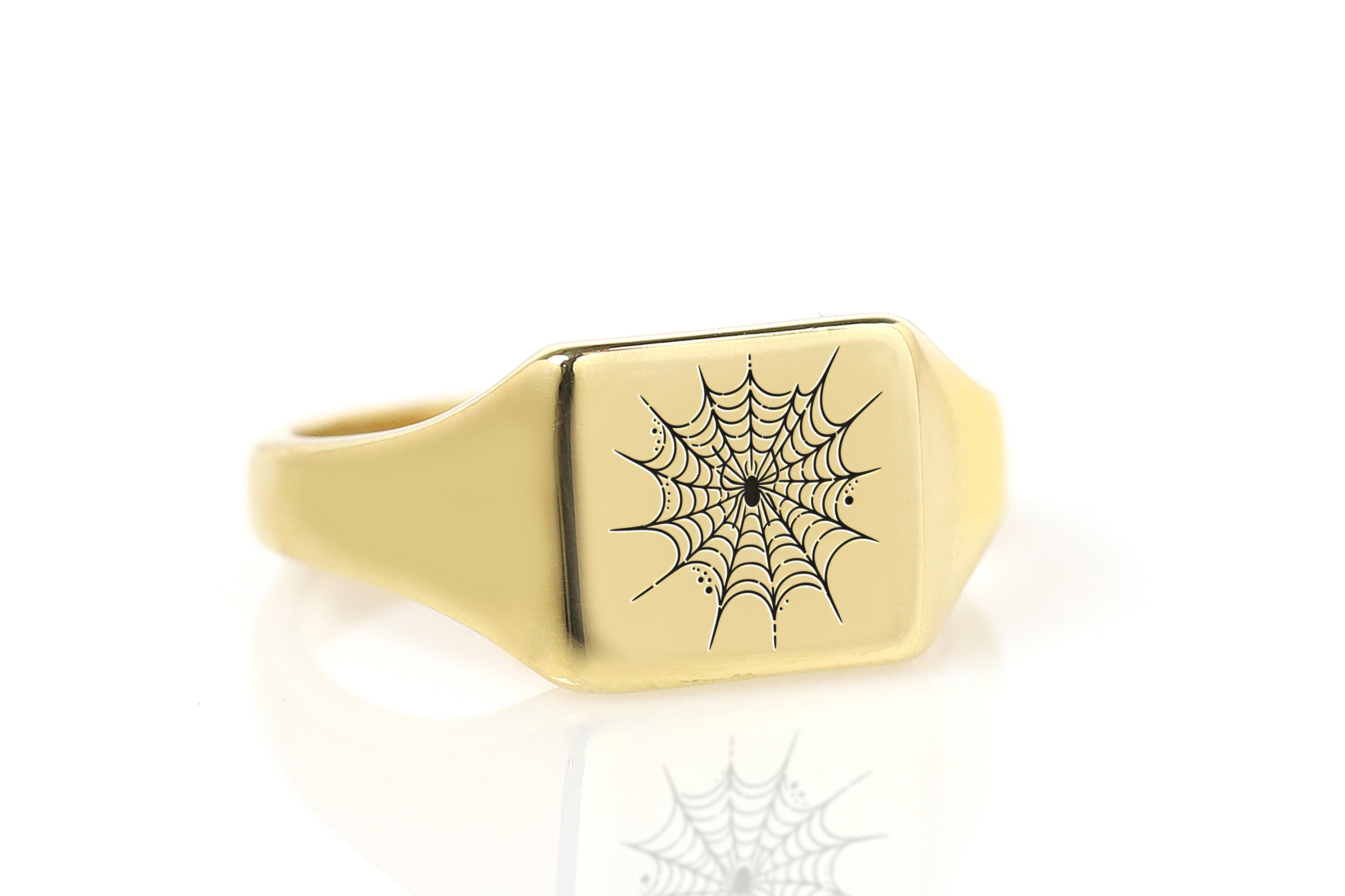 Spider Cobweb Engraving Ring