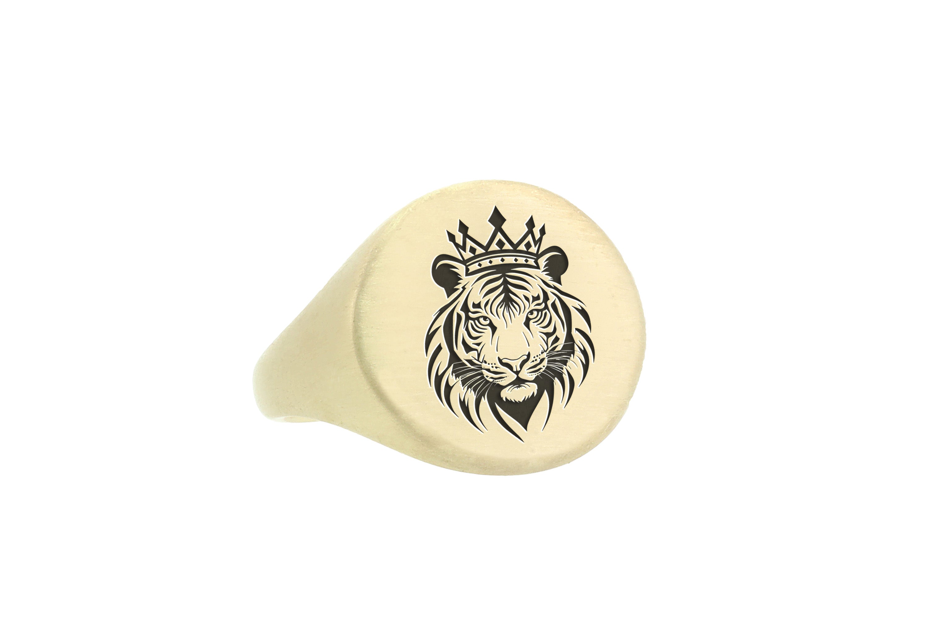 Engraved Tiger And Crown Ring