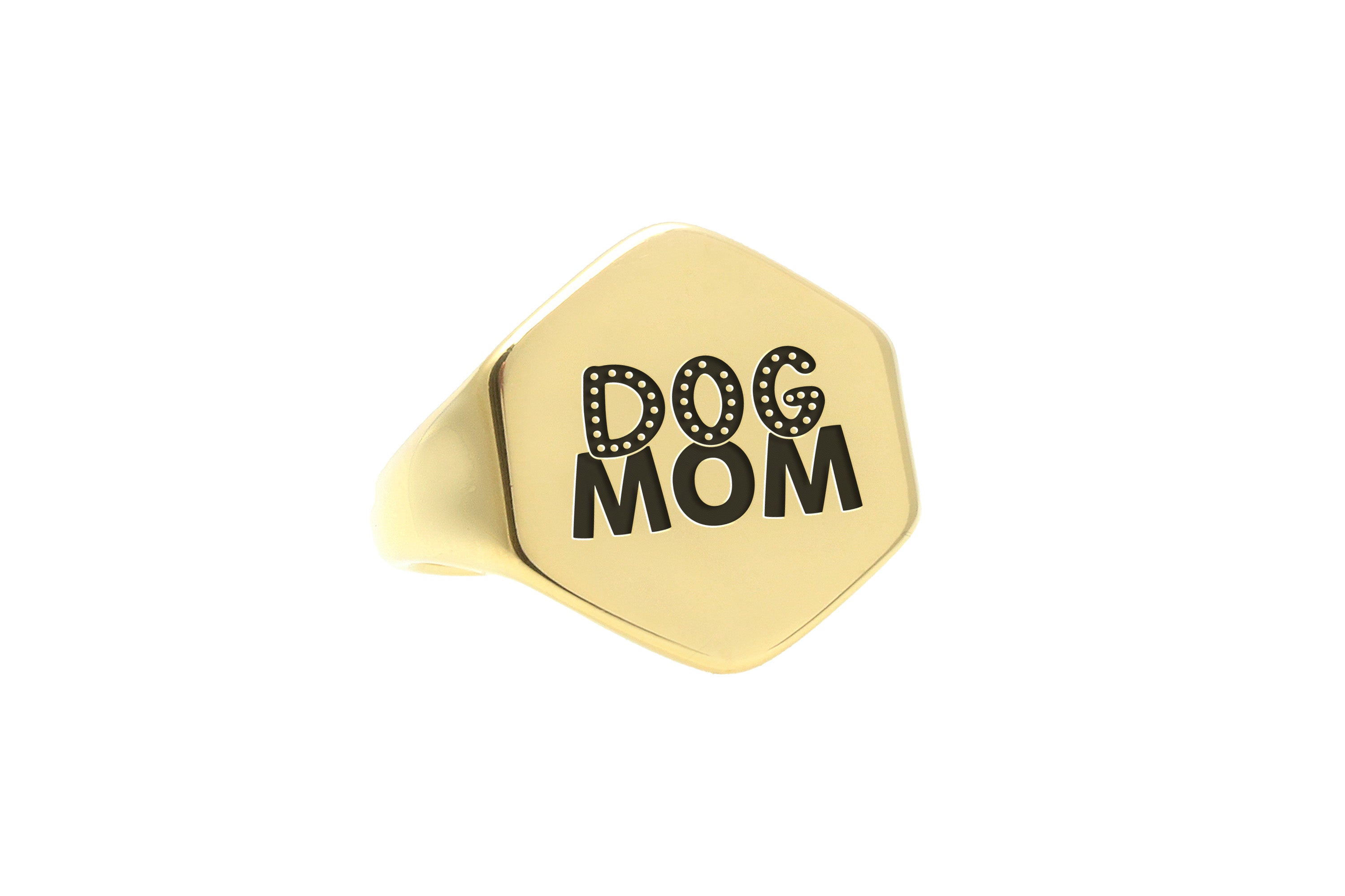 14k Gold Dog Mom Signet Ring