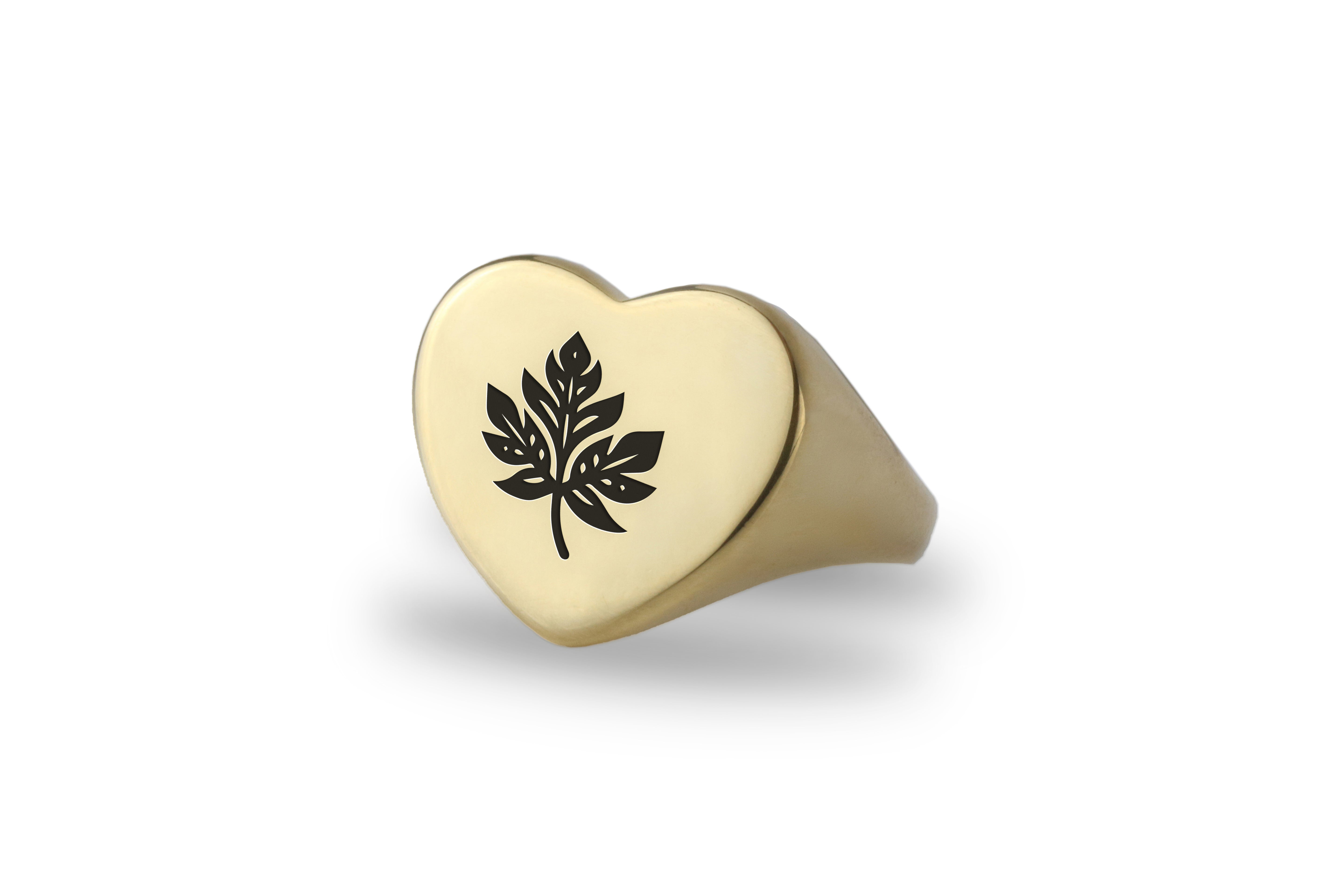 14k Gold Leaf Signet Ring