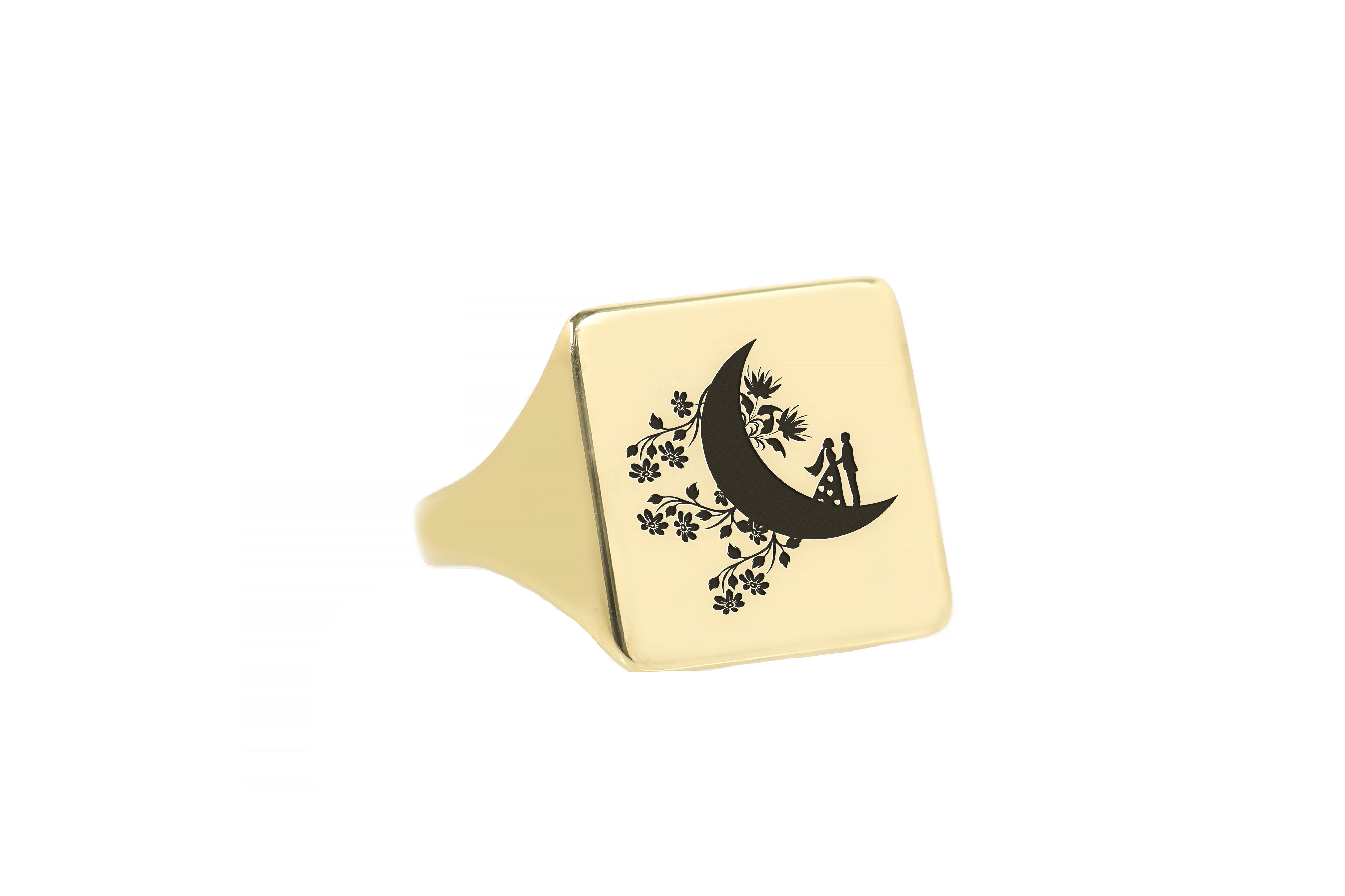 14k Gold Lovers Signet Ring