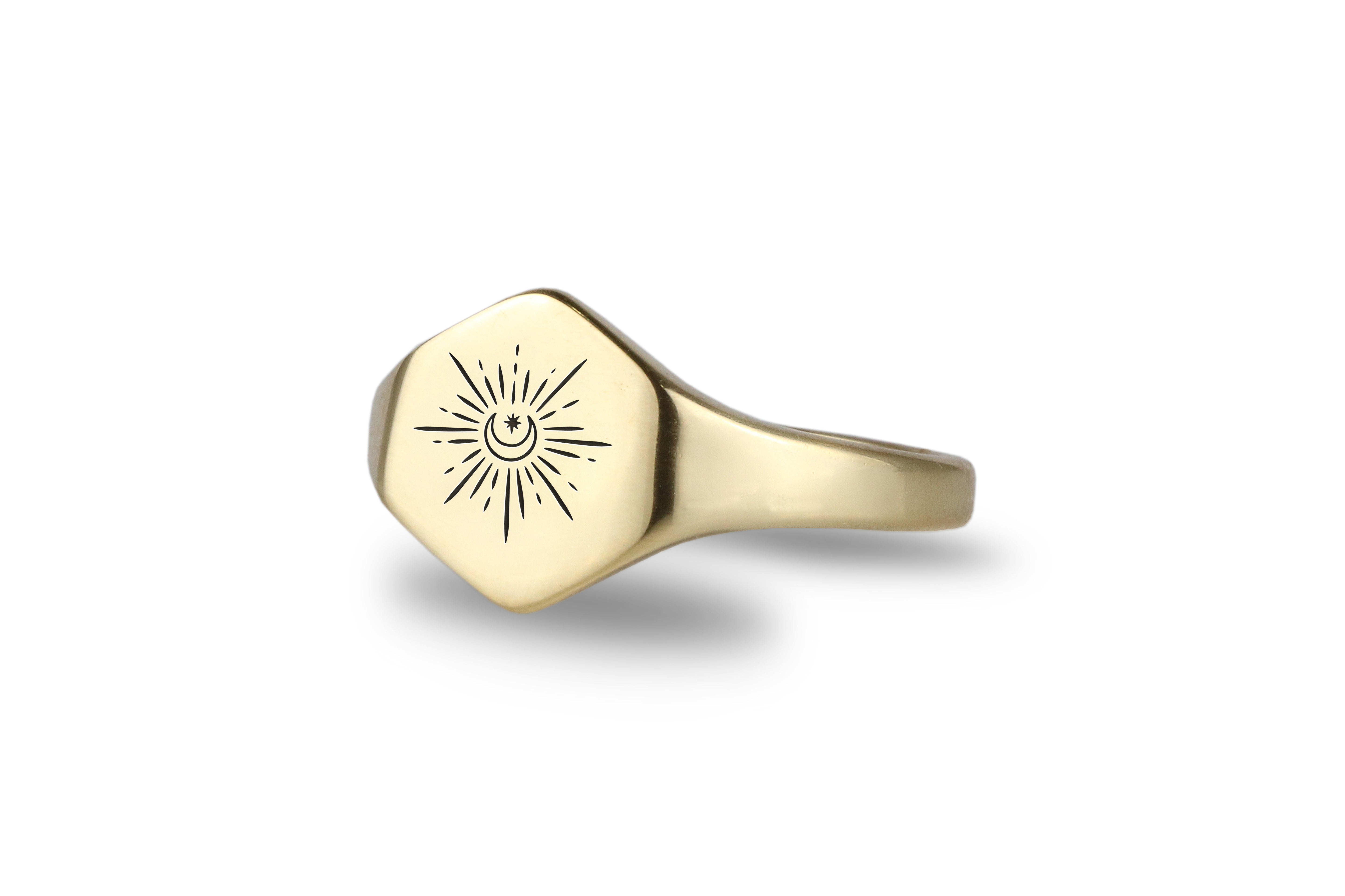 Engraved Moon Ring
