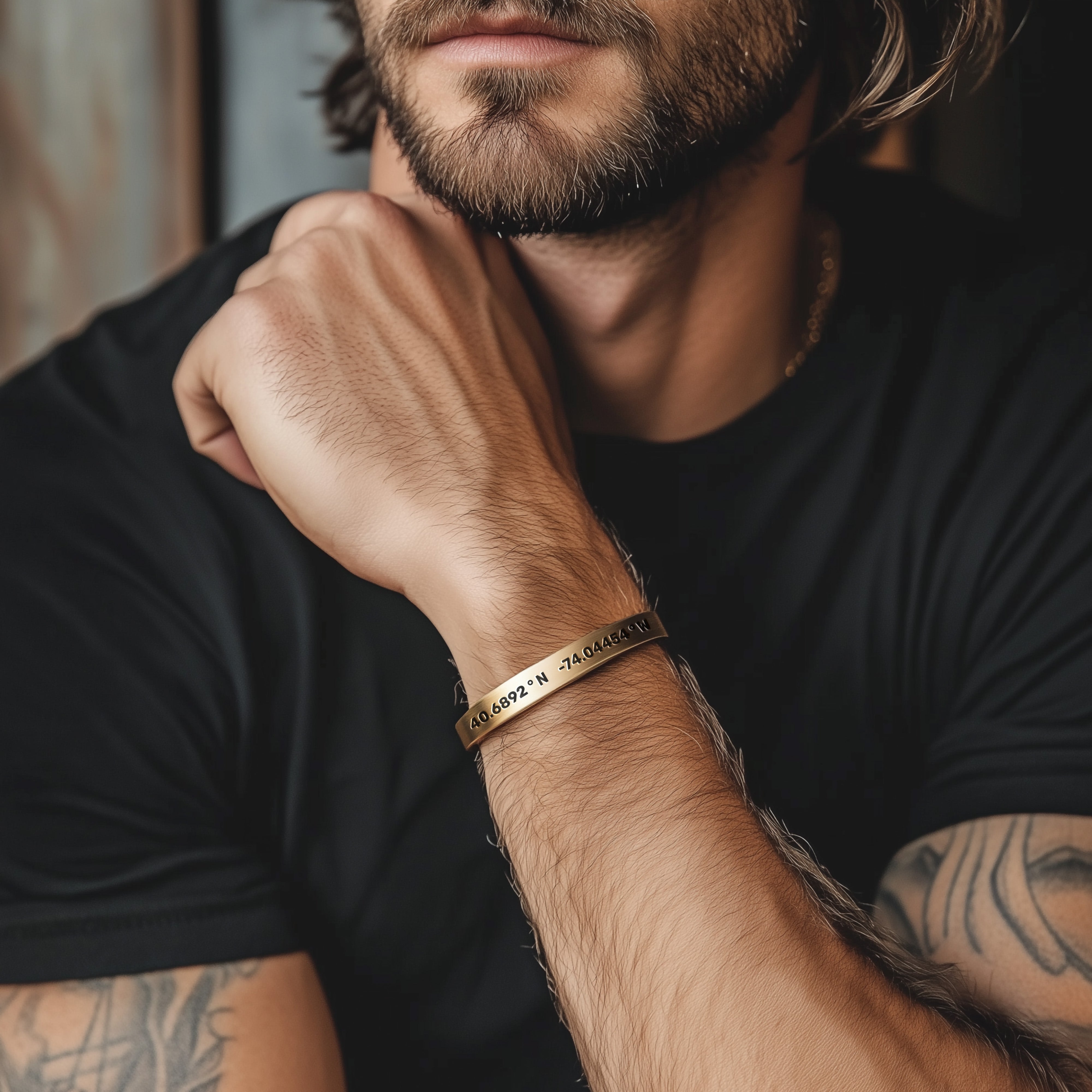 Custom Coordinates Gold Bracelet