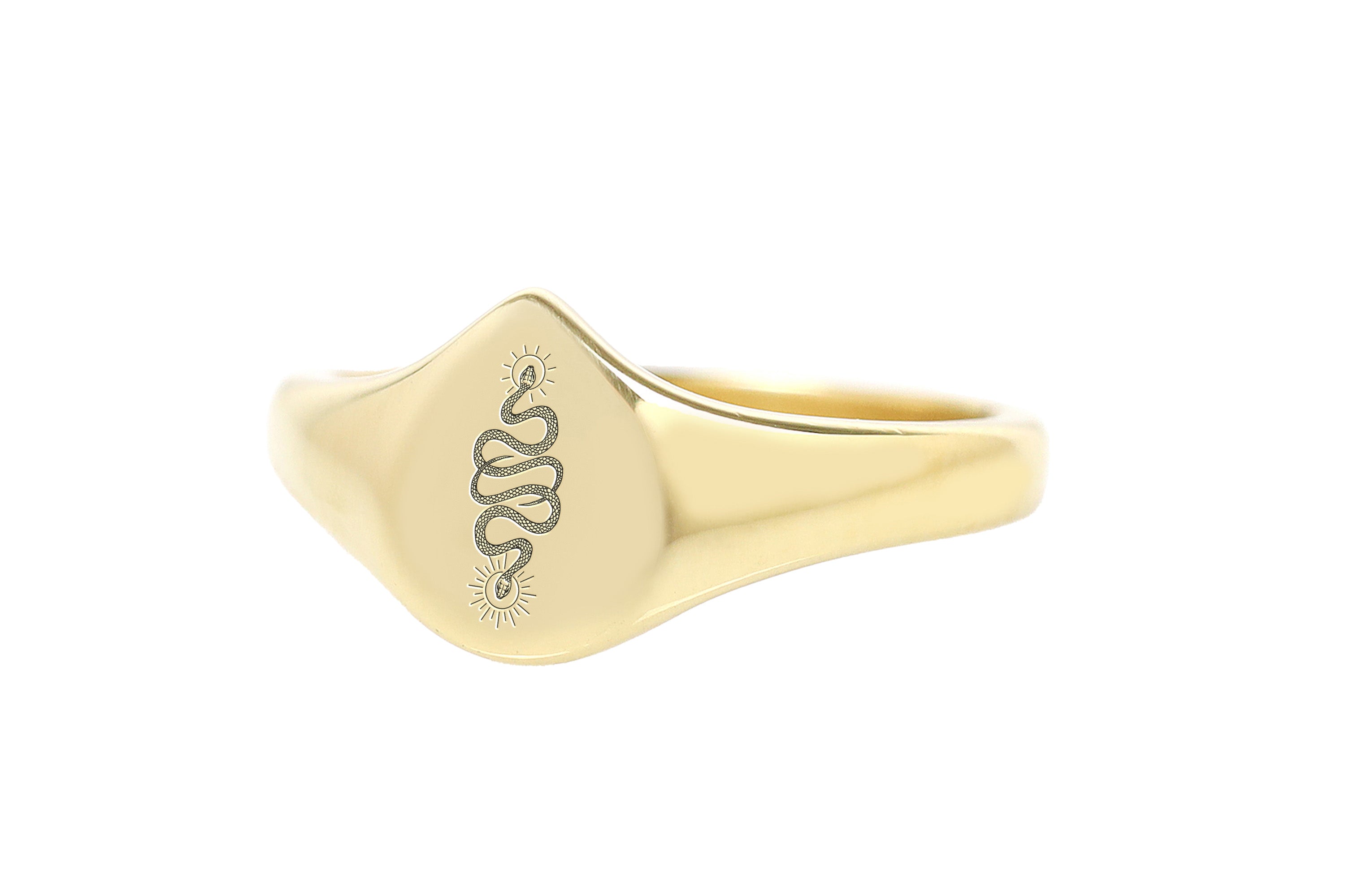 Delicate Snake Gold Signet Ring