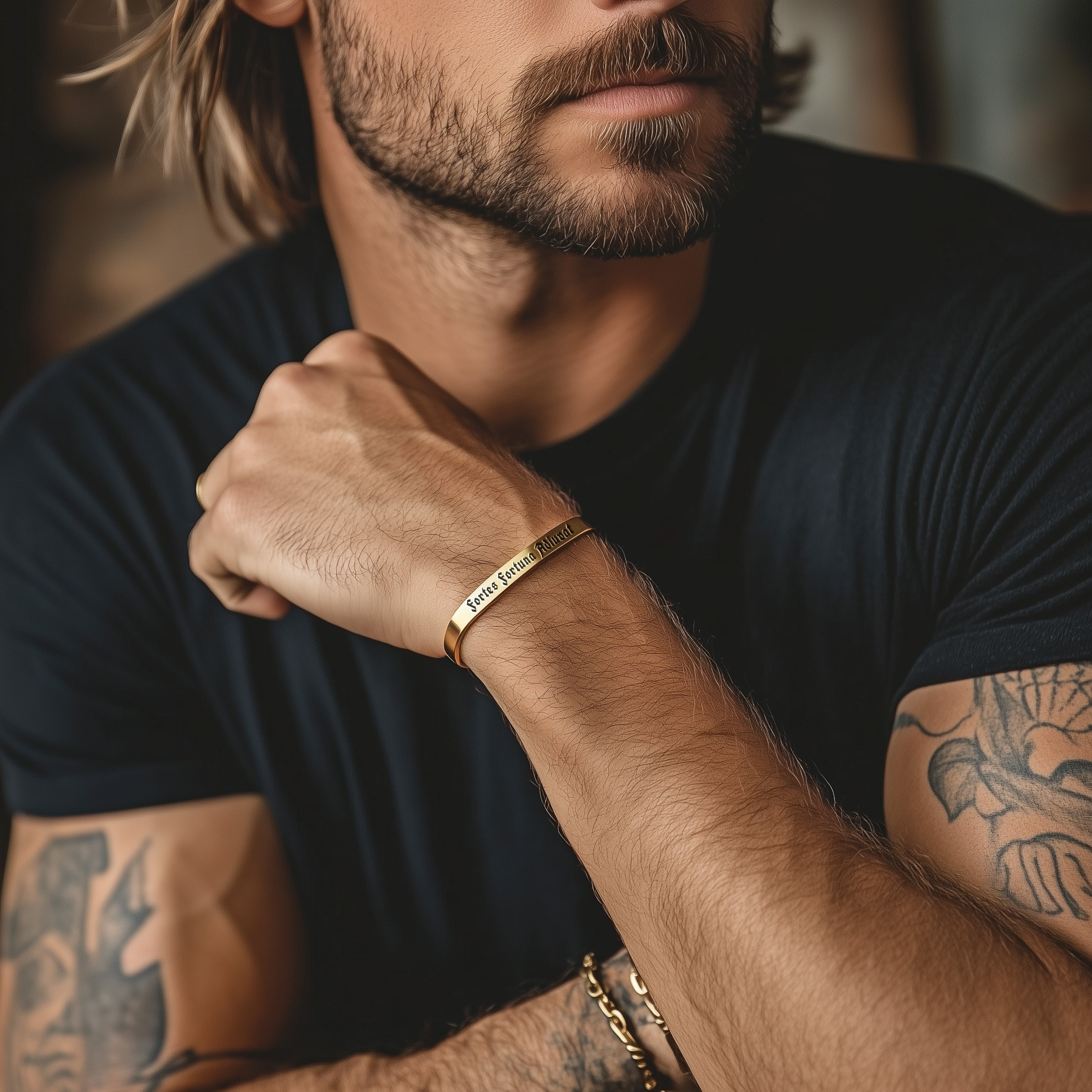 Men Engraved Latin Bracelet