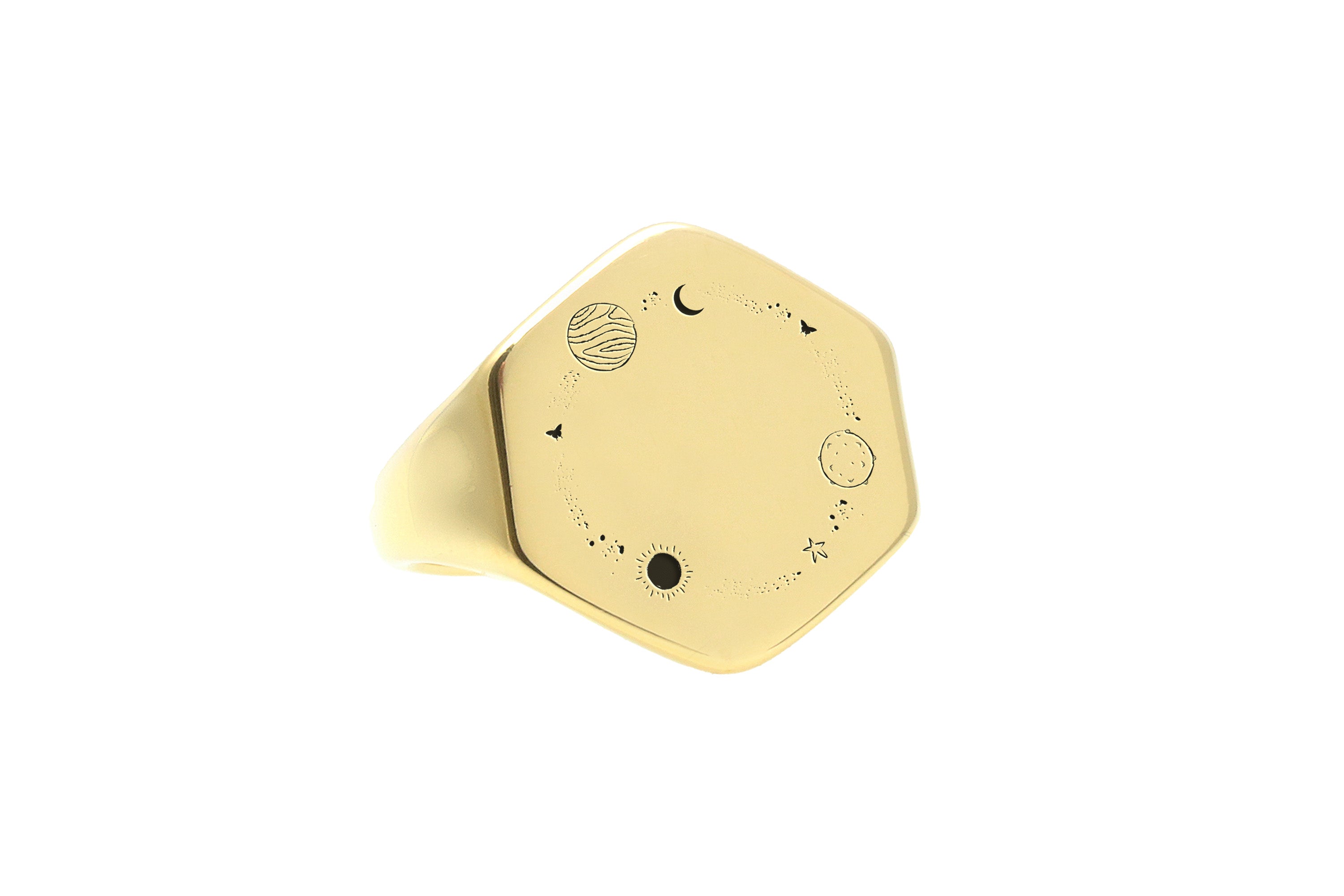 14k Gold Space Signet Ring