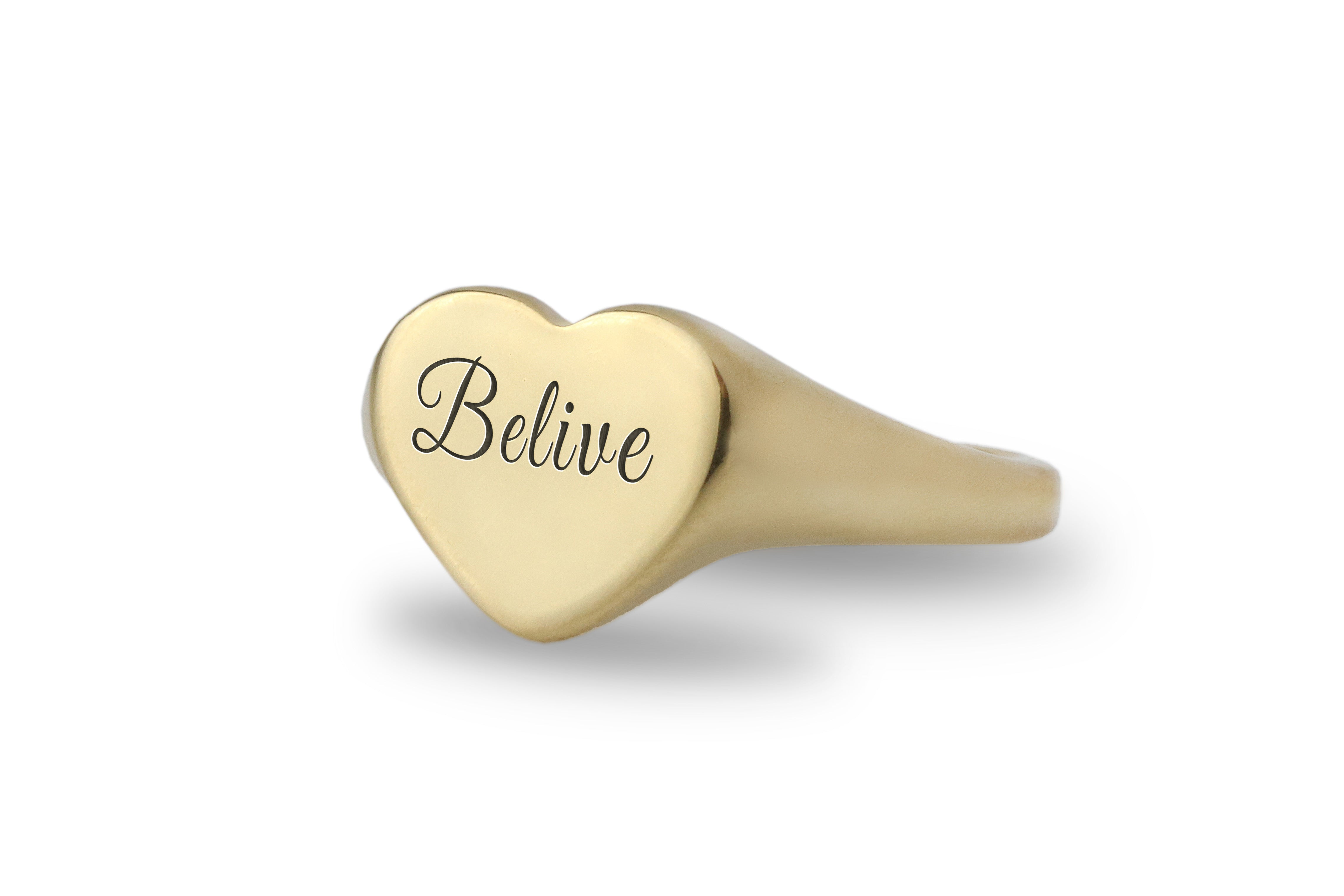 14k Gold Engraved Text Ring