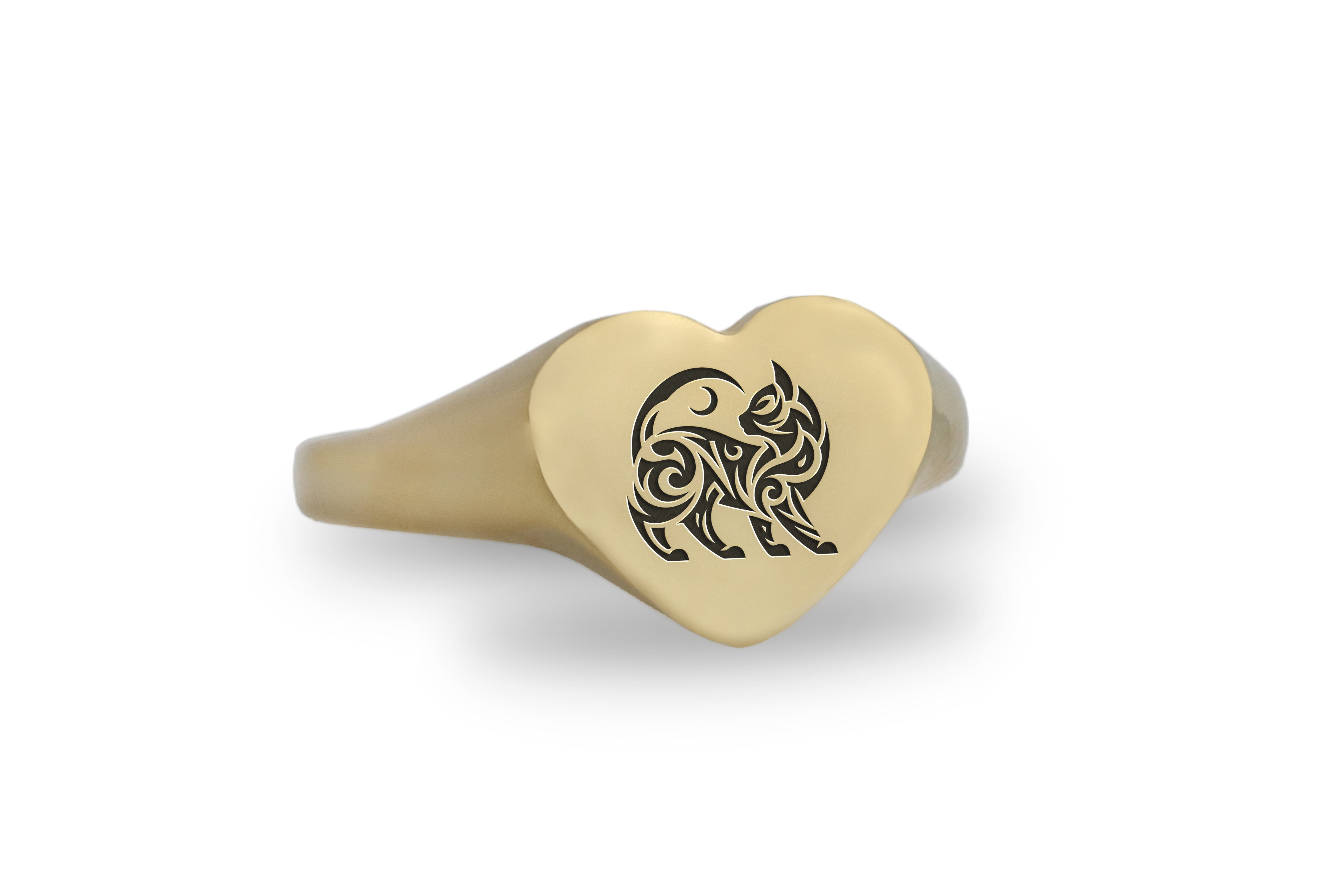 Tribal Cat Engraving Ring