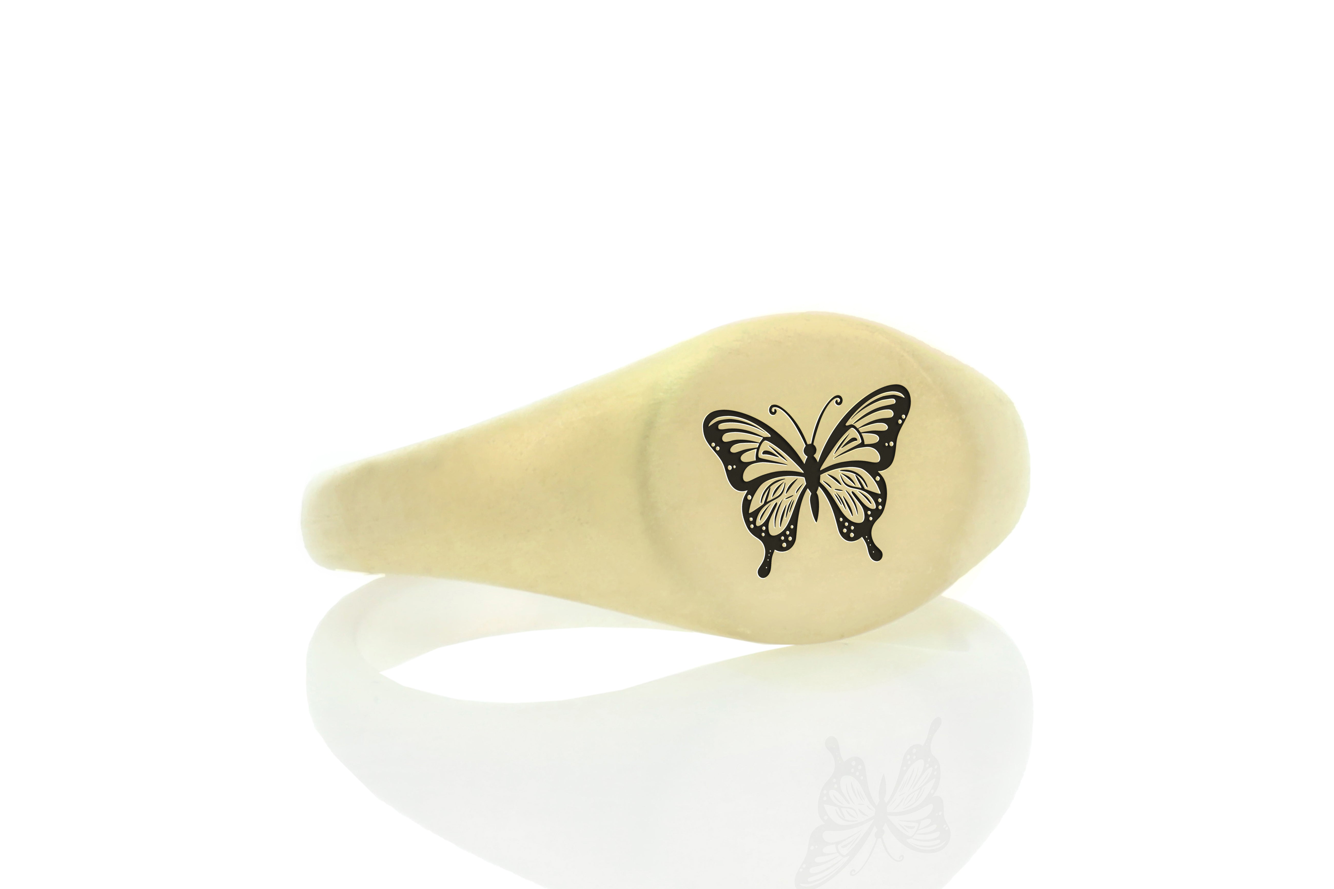 14k Gold Butterfly Signet Ring