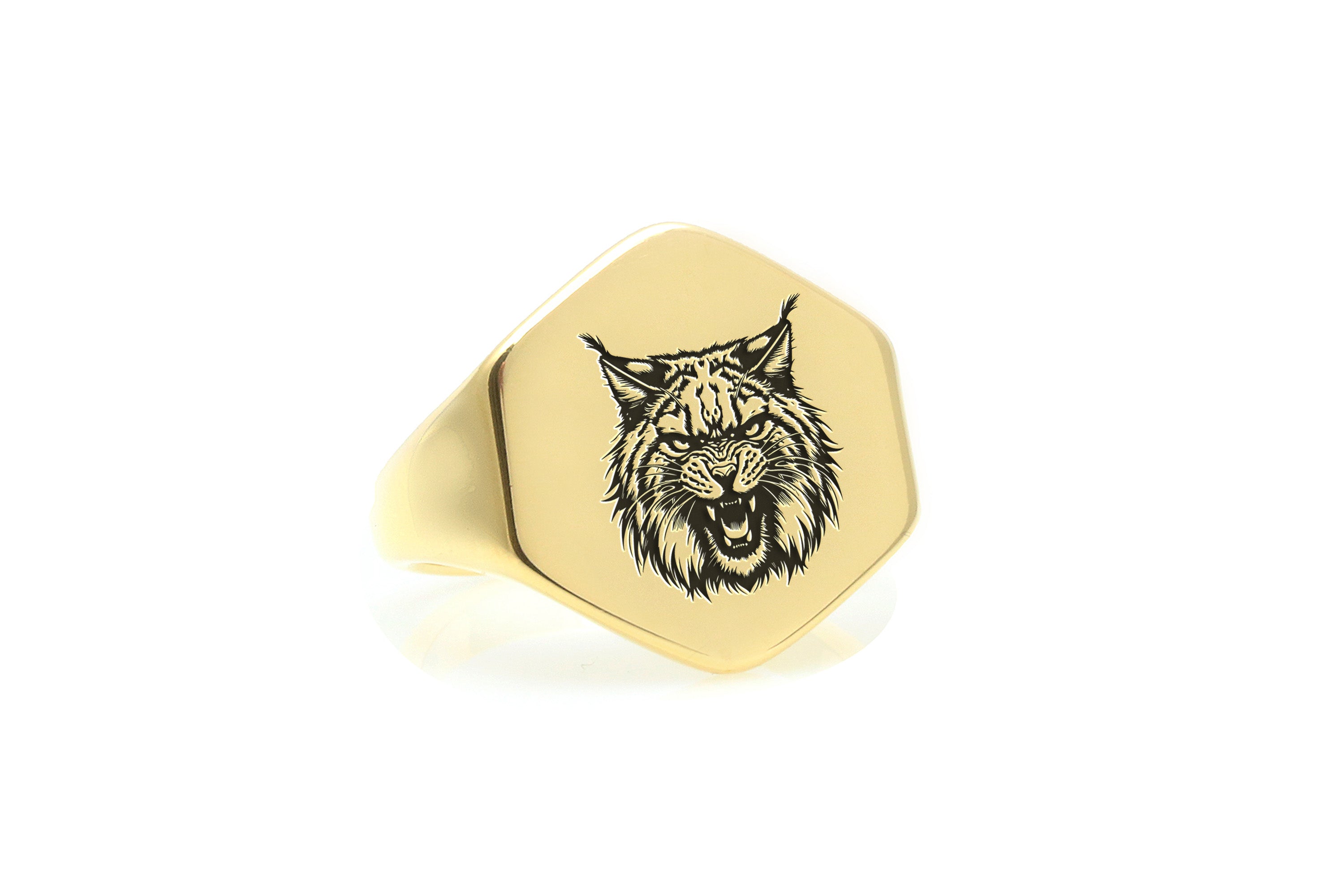 14k Gold Lynx Signet Ring