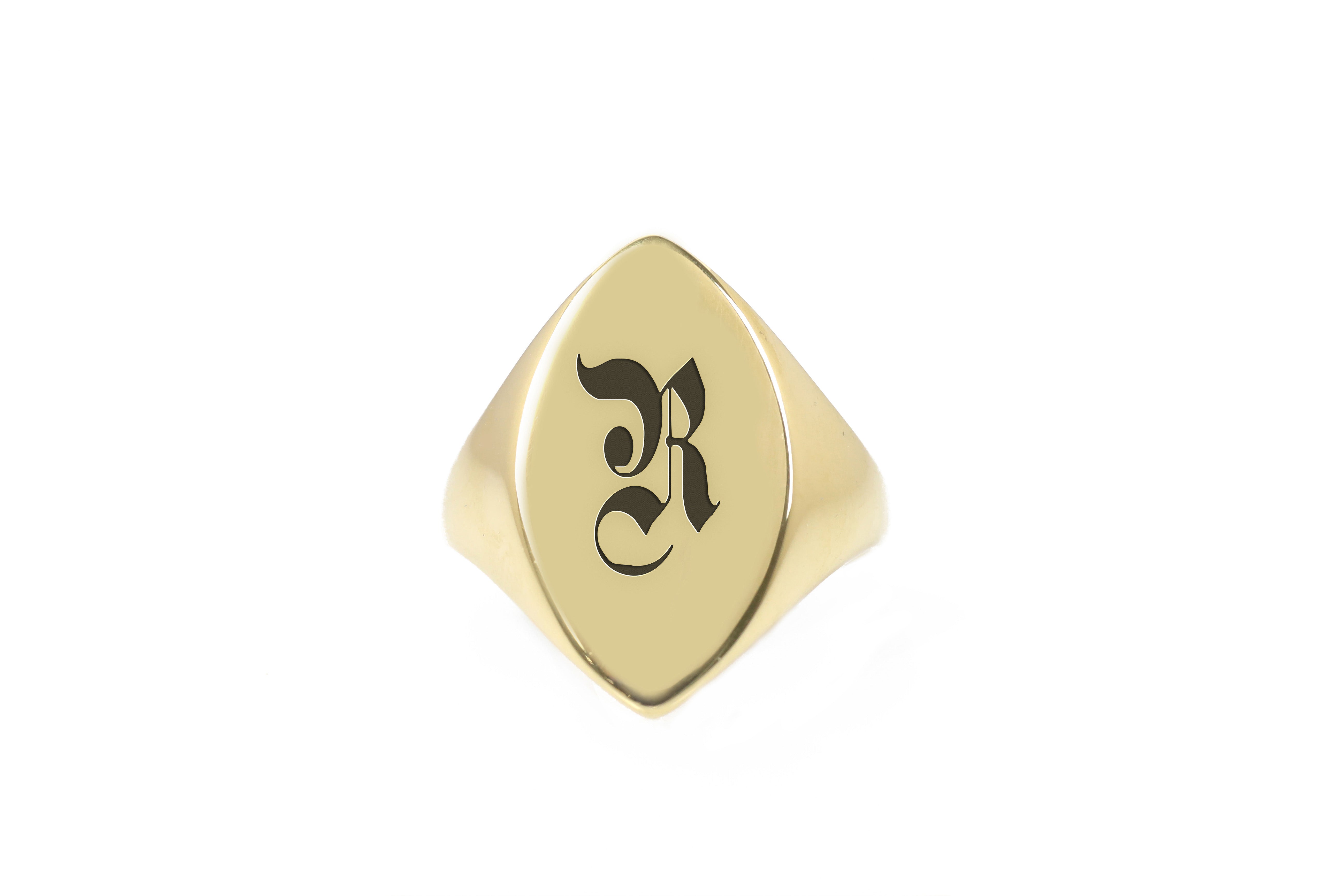 Gothic Font Engraved Ring