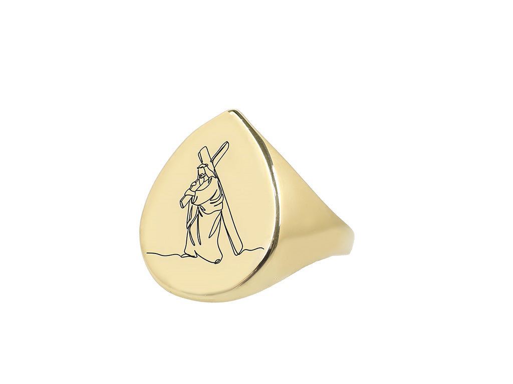 Jesus Cross Engraved Ring