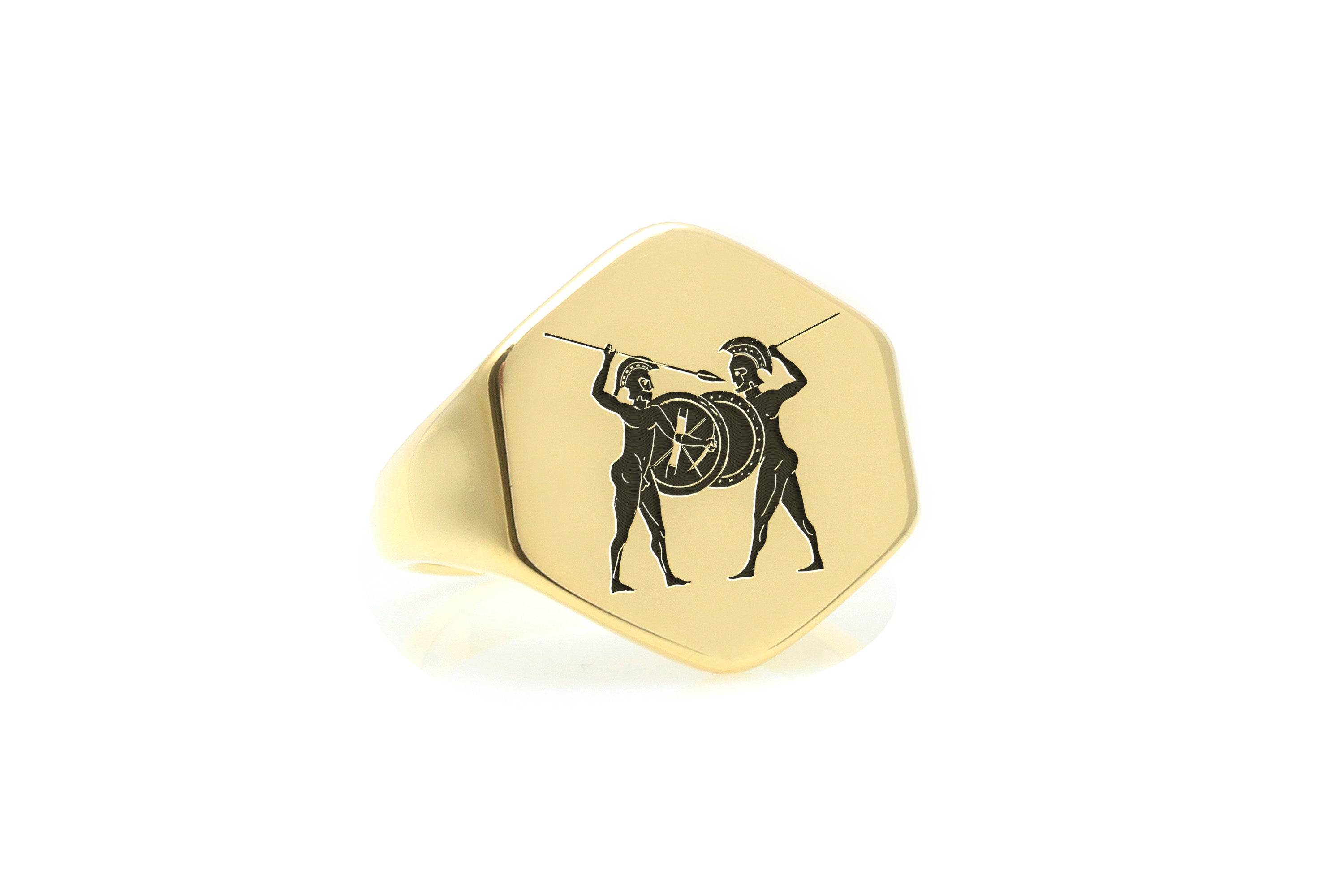 Engraved Greek Warrior Signet Ring
