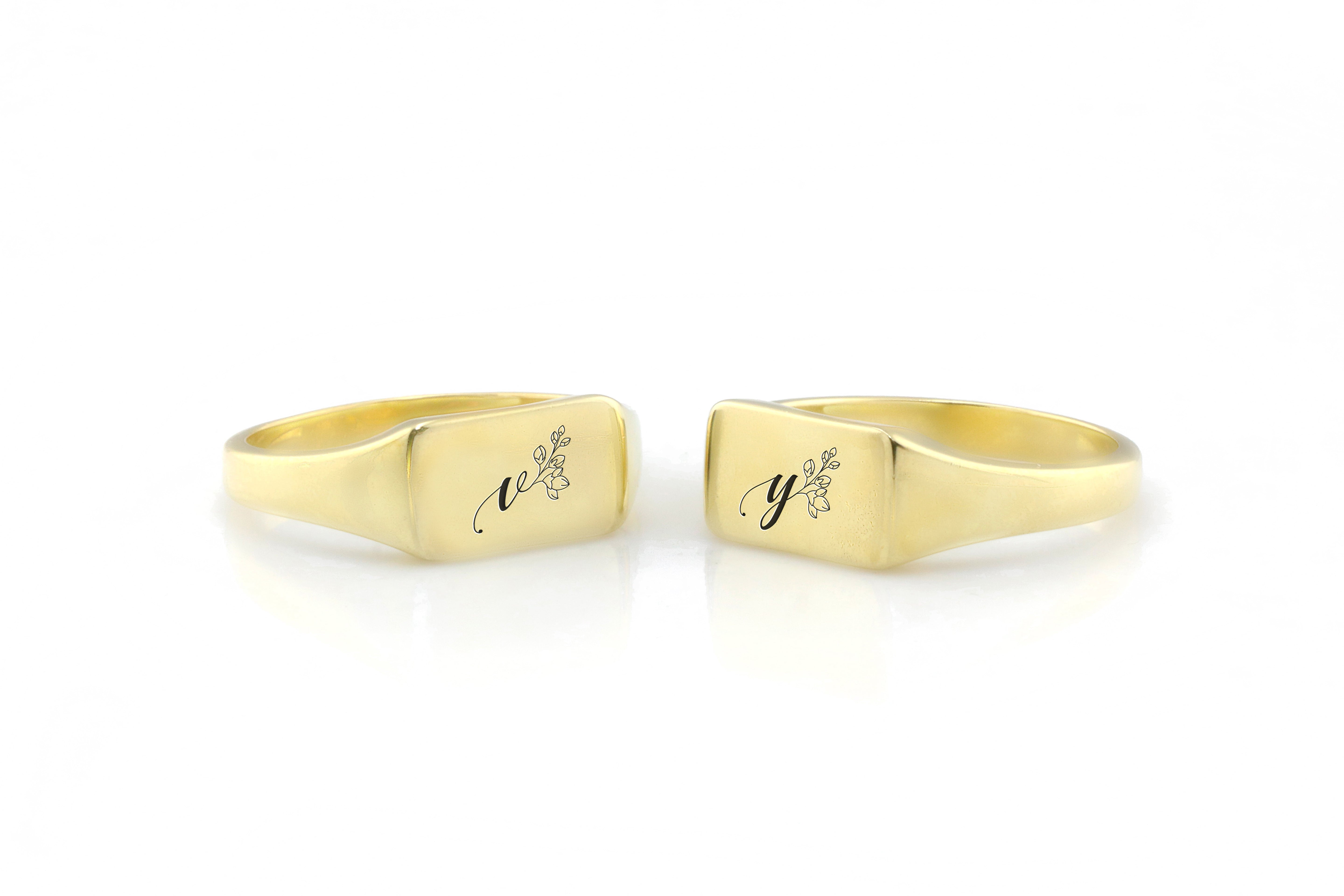 Engraved Floral Signet Ring