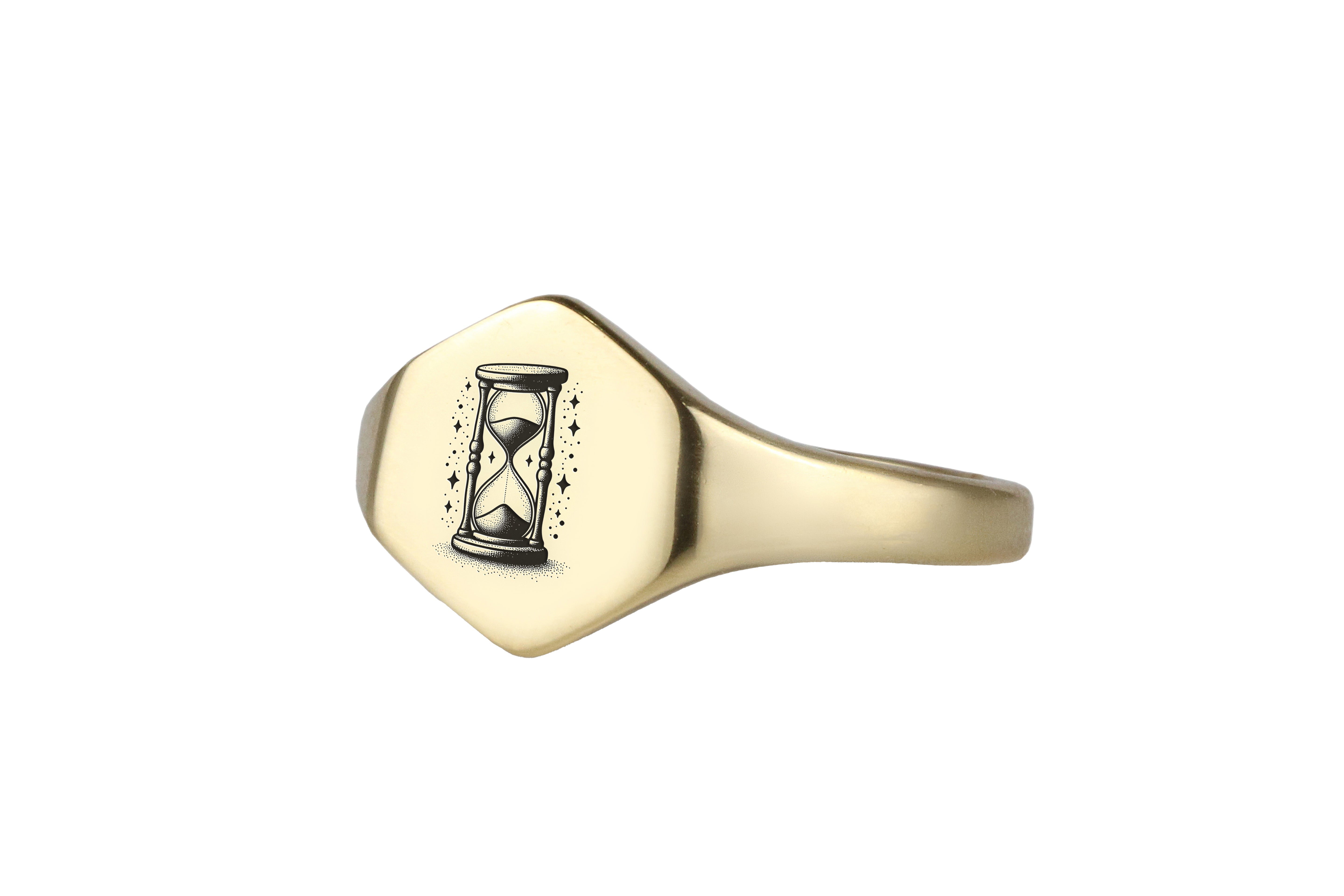 Engraved Hourglass Signet Ring
