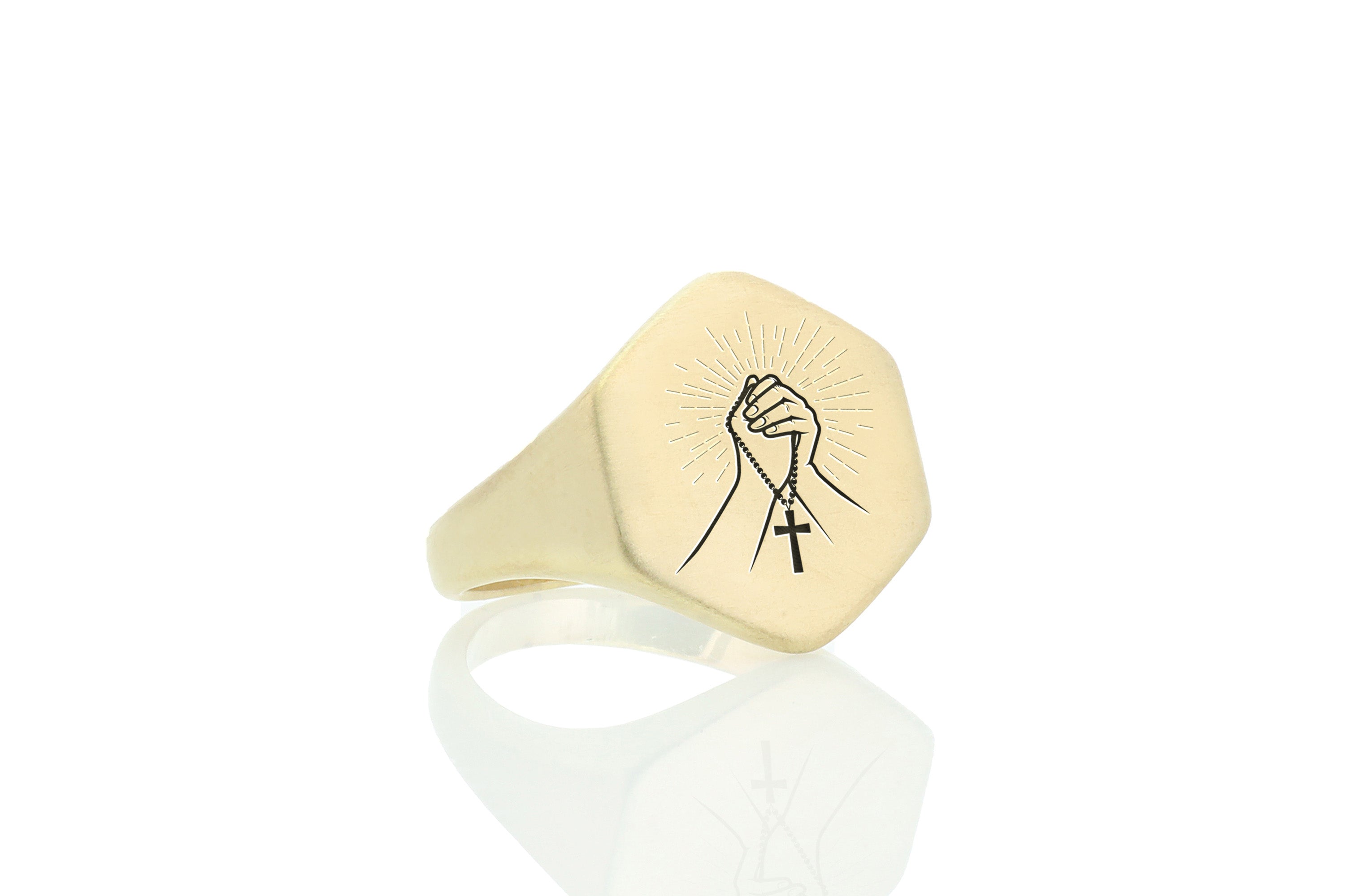 Praying Gold Signet Ring