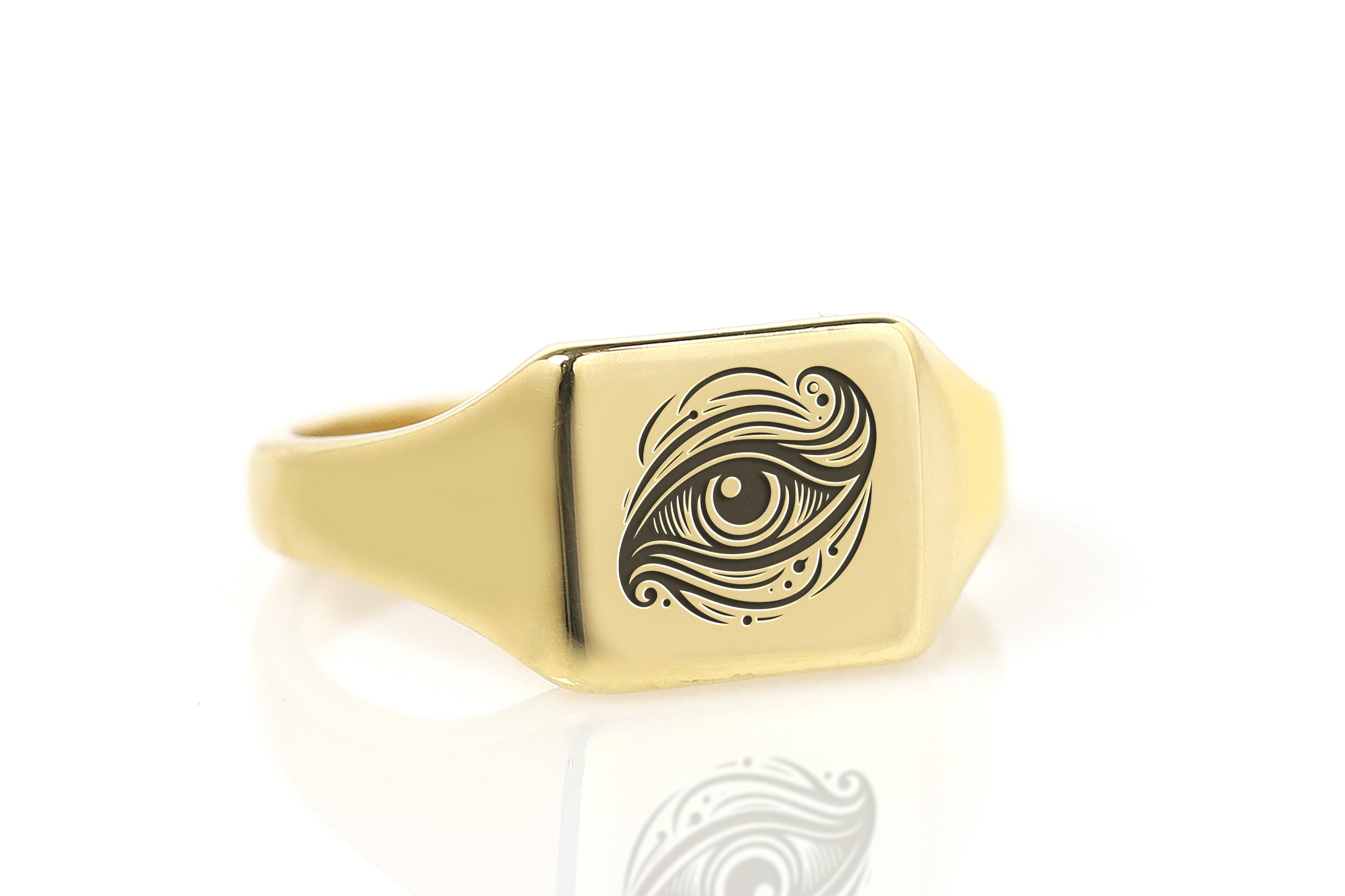 Engraved Evil Eye Signet Ring