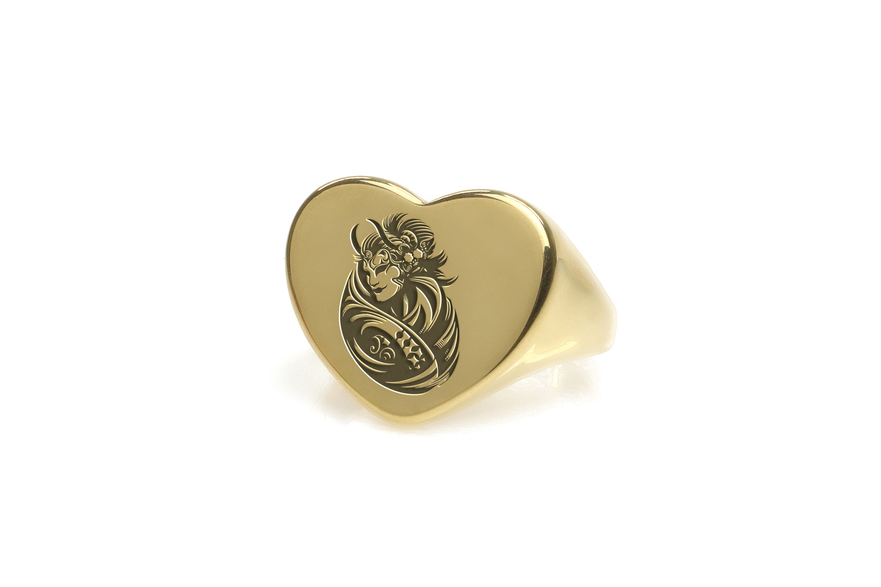 Engraved Japanese Kabuki Ring