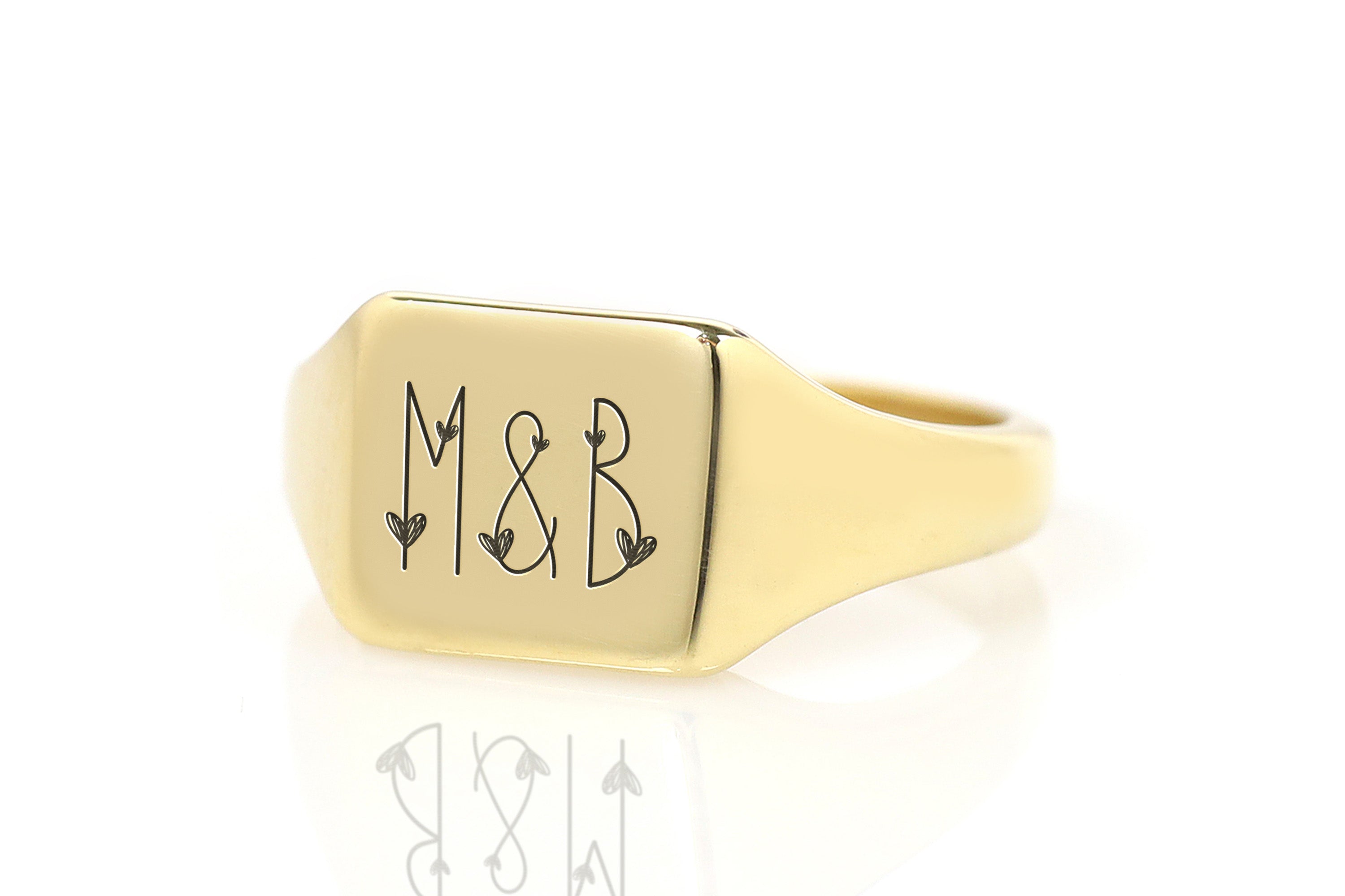 24k Gold Couple Initials Ring