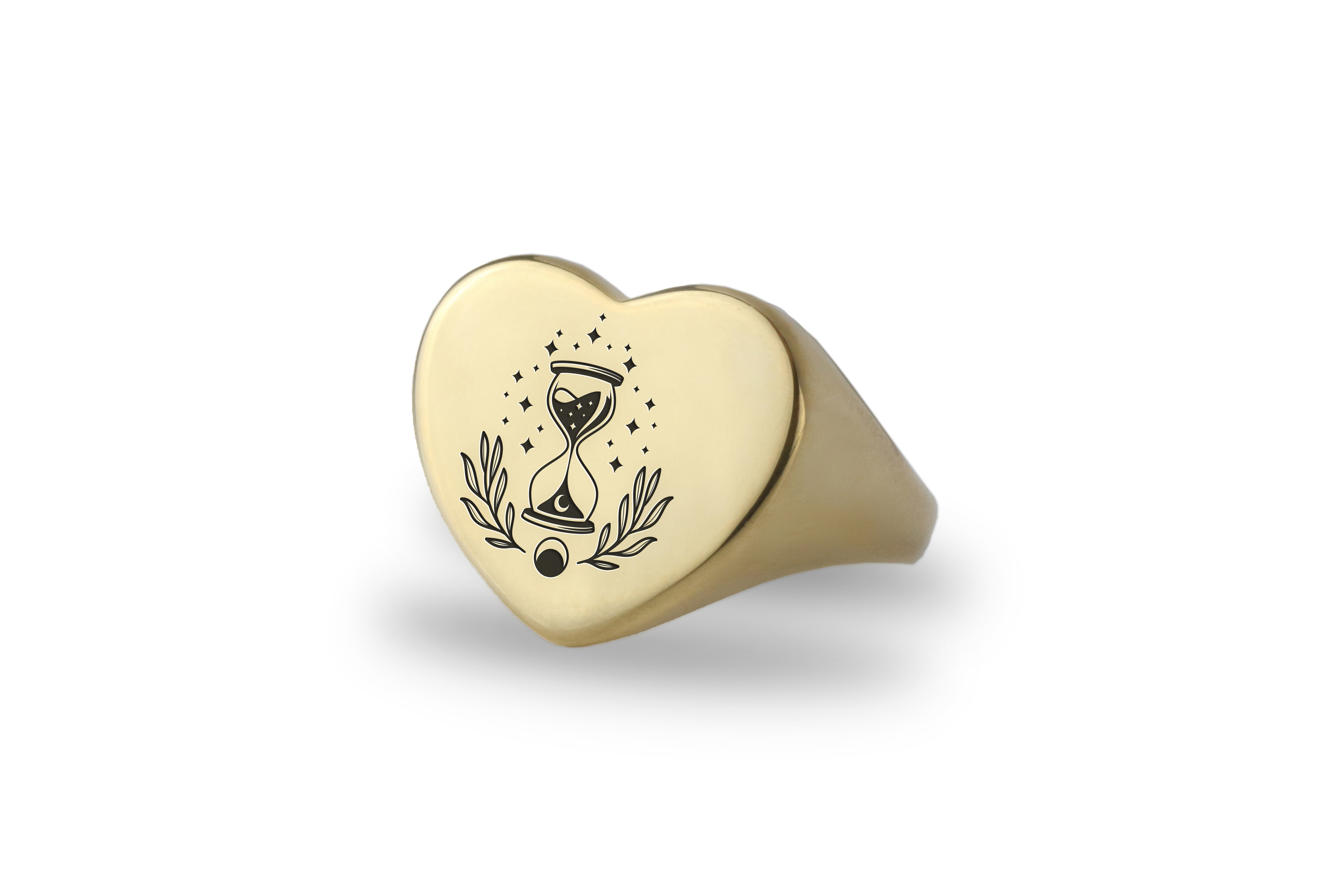 14k Gold Hourglass Signet Ring
