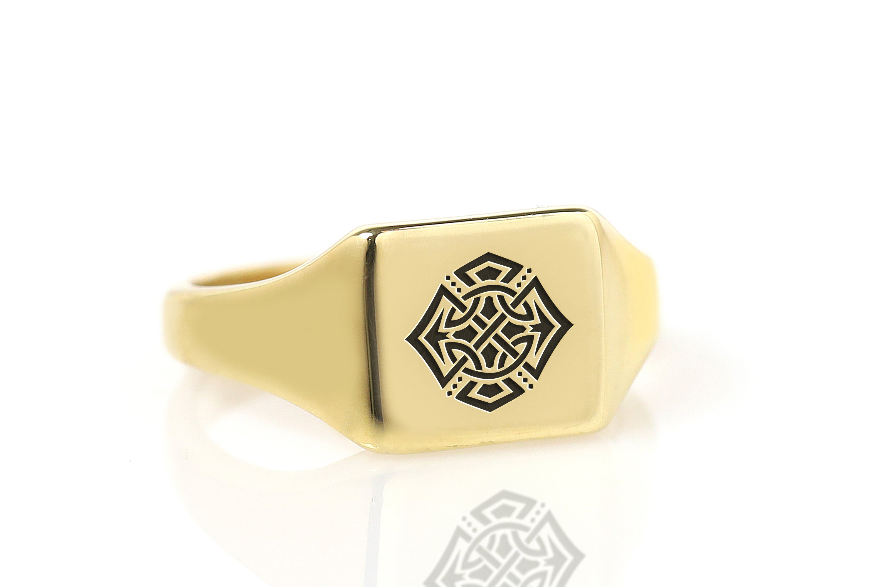 14k Gold Cross Signet Ring