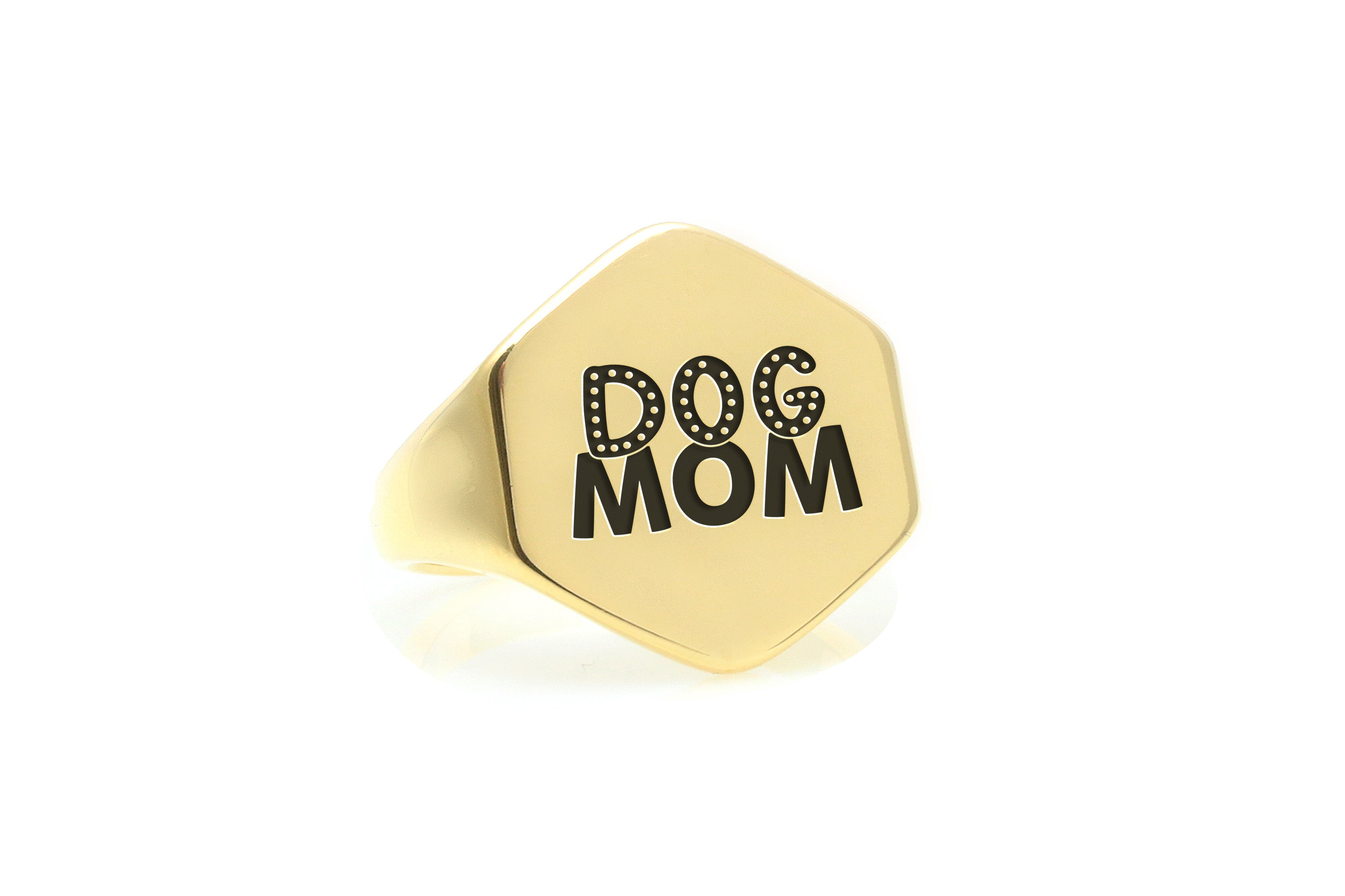 14k Gold Dog Mom Signet Ring