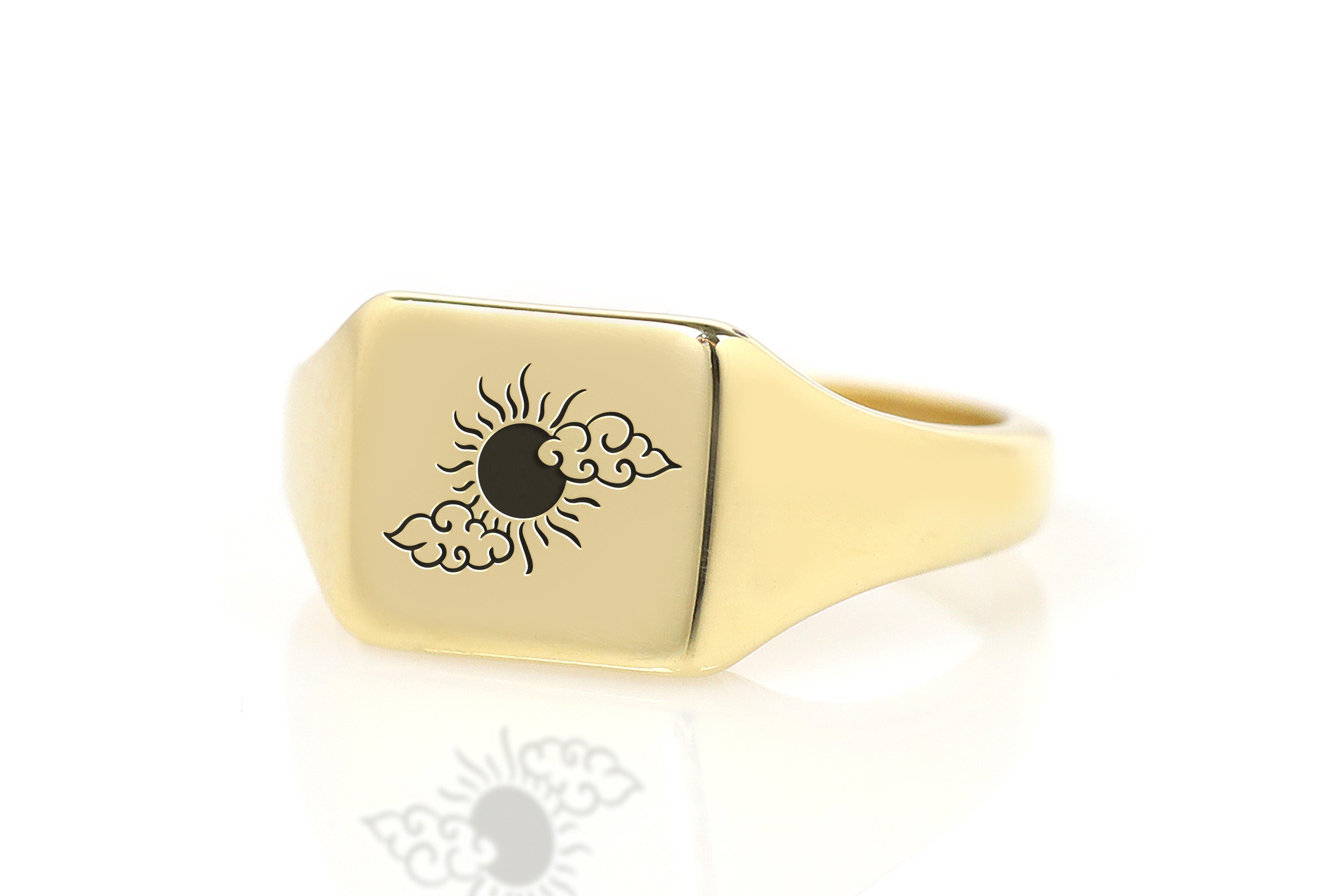 Custom Sun Gold Signet Ring