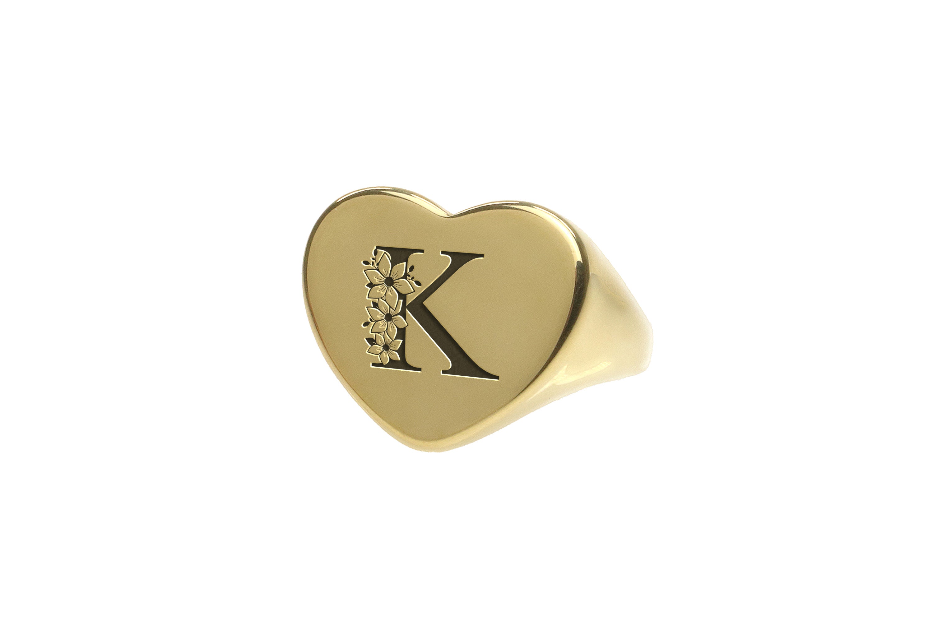 Heart Shaped Letter Gold Ring