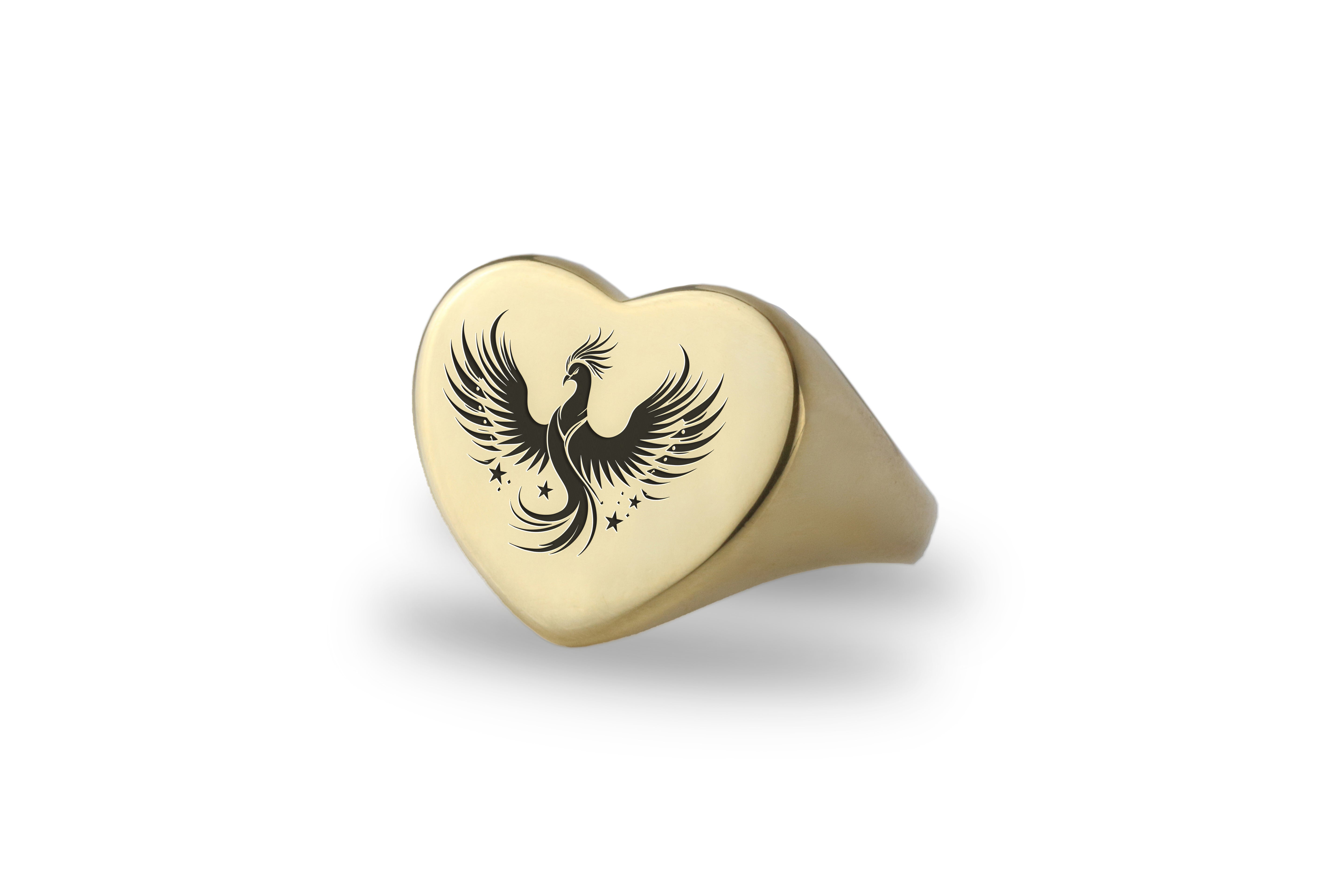 14k Gold Phoenix Signet Ring