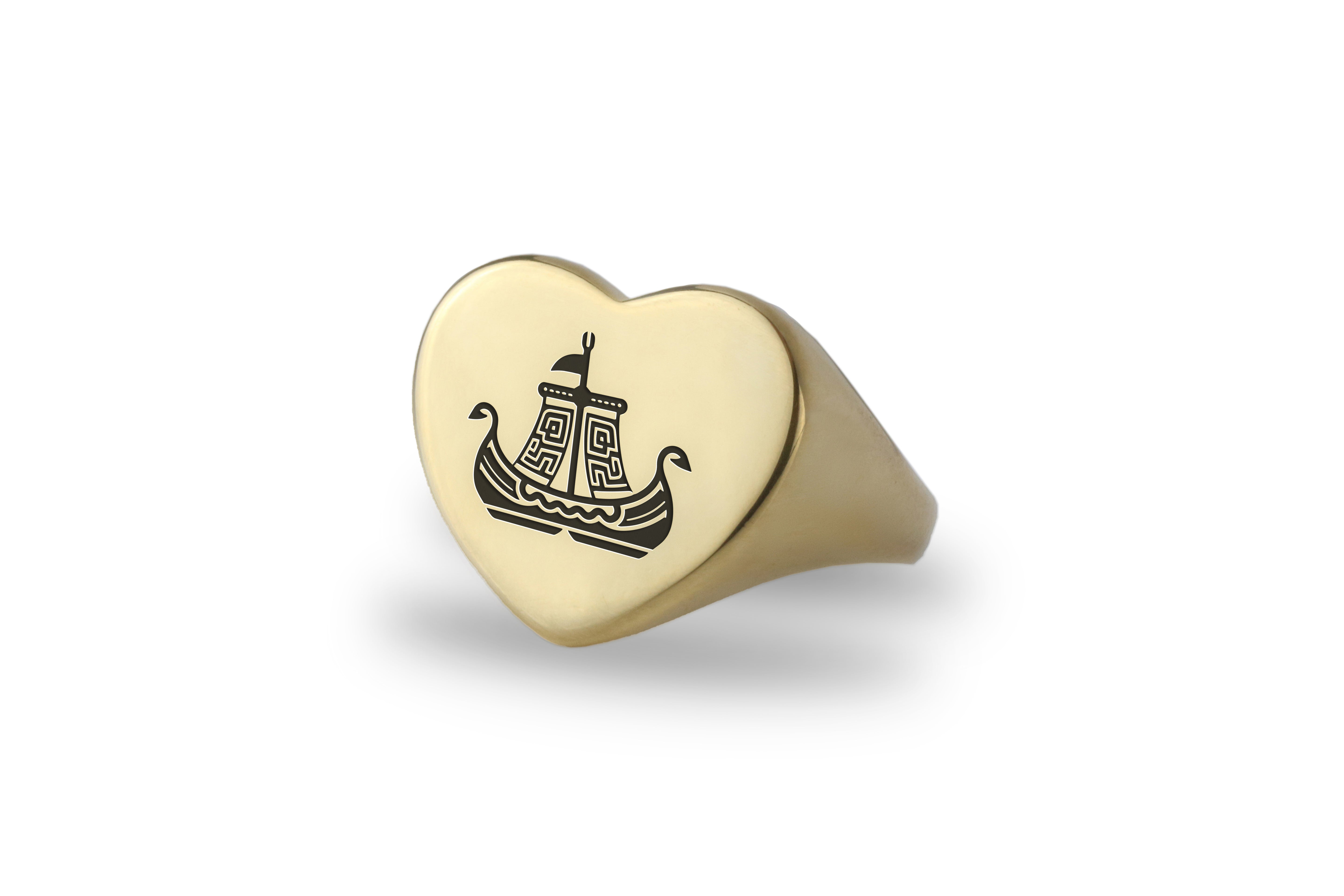 14k Gold Viking Boat Ring