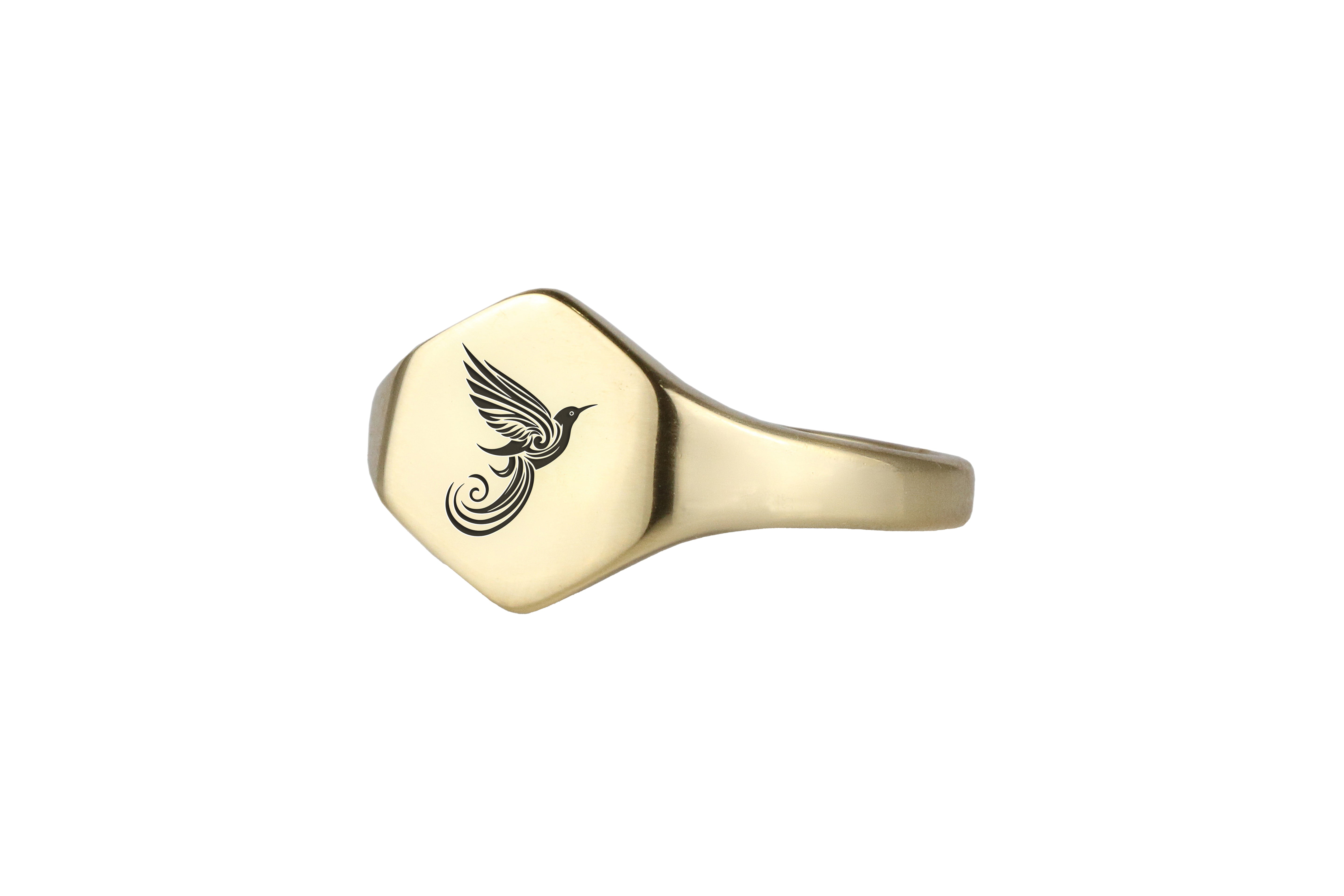 Engraved Bird Ring