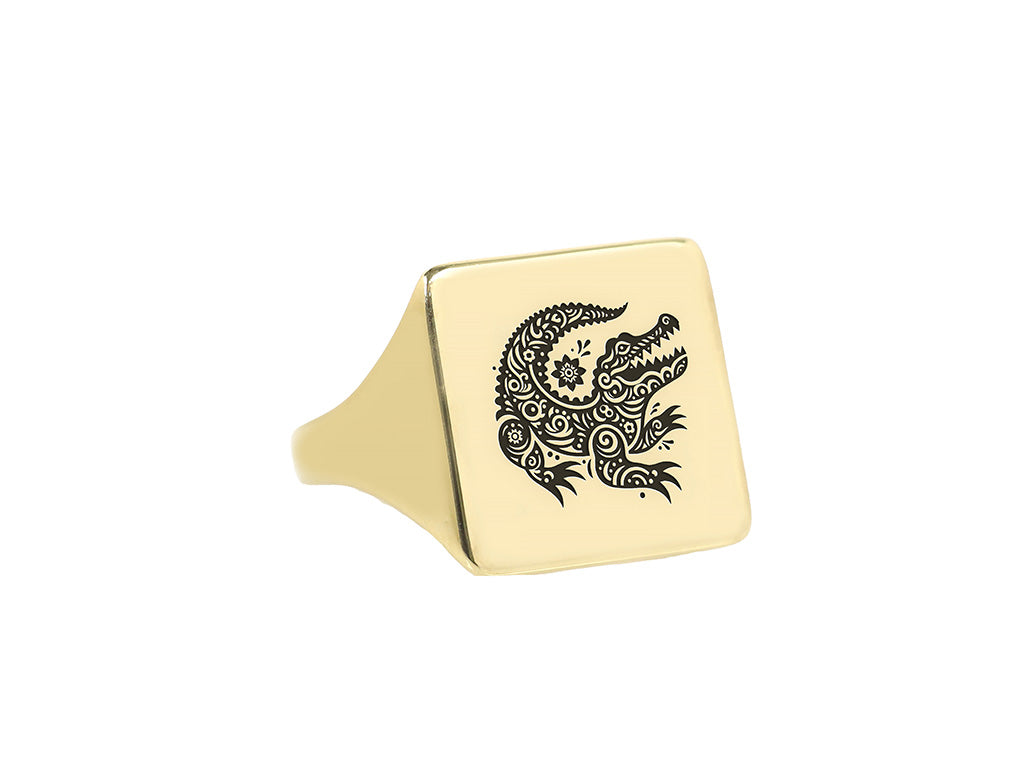 Custom Alligator Signet Ring